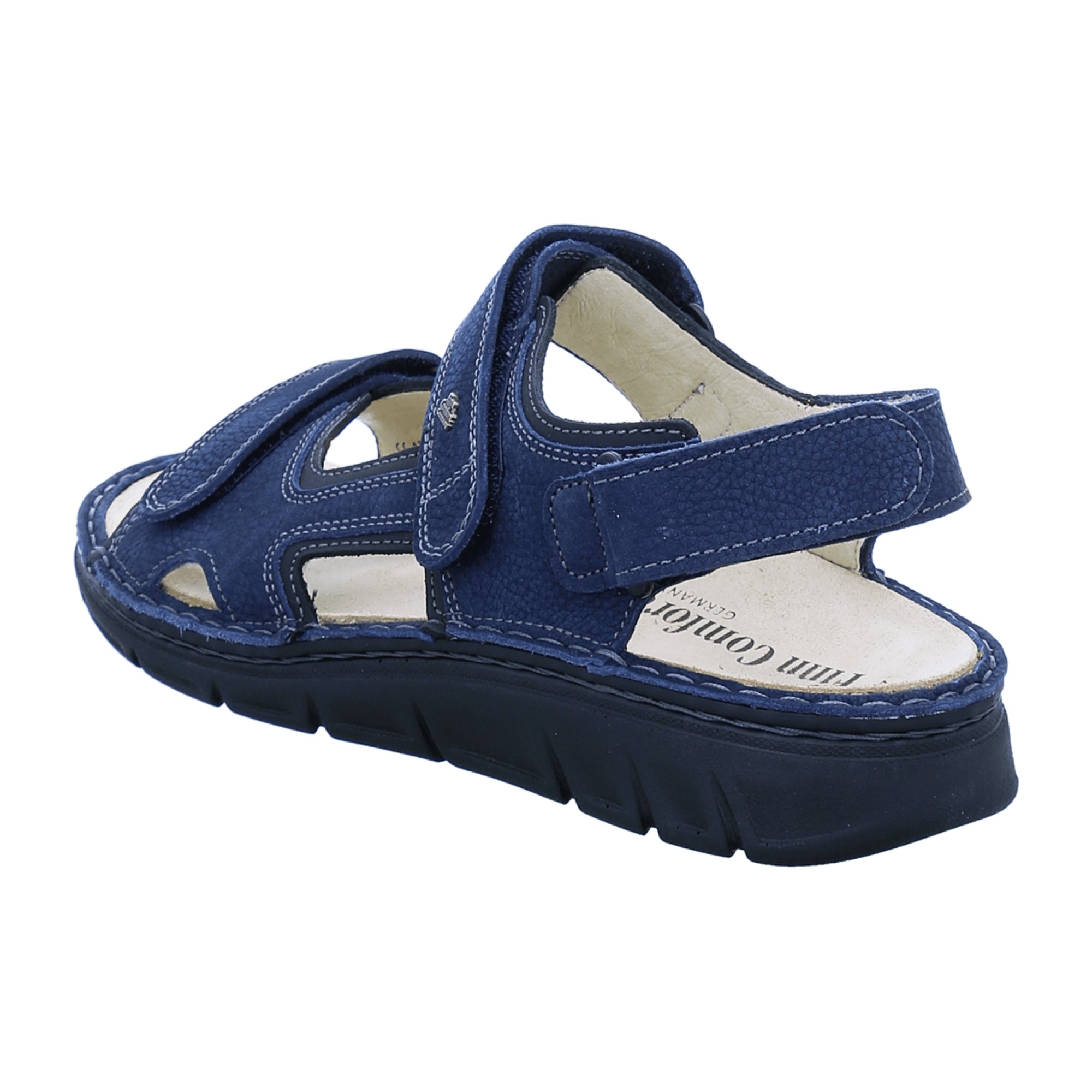 Finn Comfort Wanaka-Soft Men's Sandals - Blue Marine/Black, Comfort Leather Footwear with Adjustable Straps