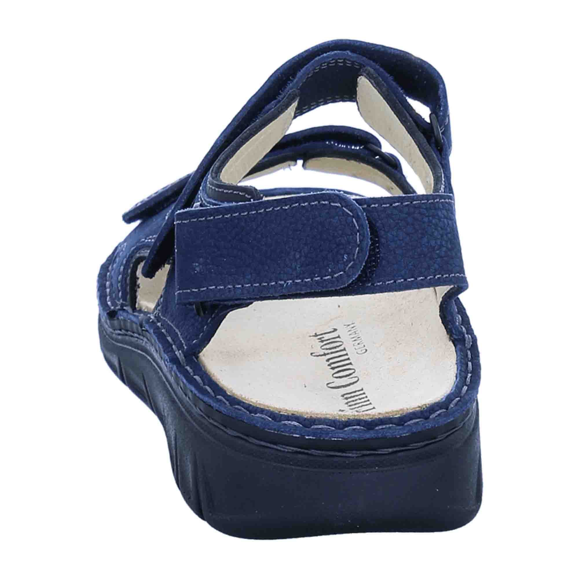 Finn Comfort Wanaka-Soft Men's Sandals - Blue Marine/Black, Comfort Leather Footwear with Adjustable Straps