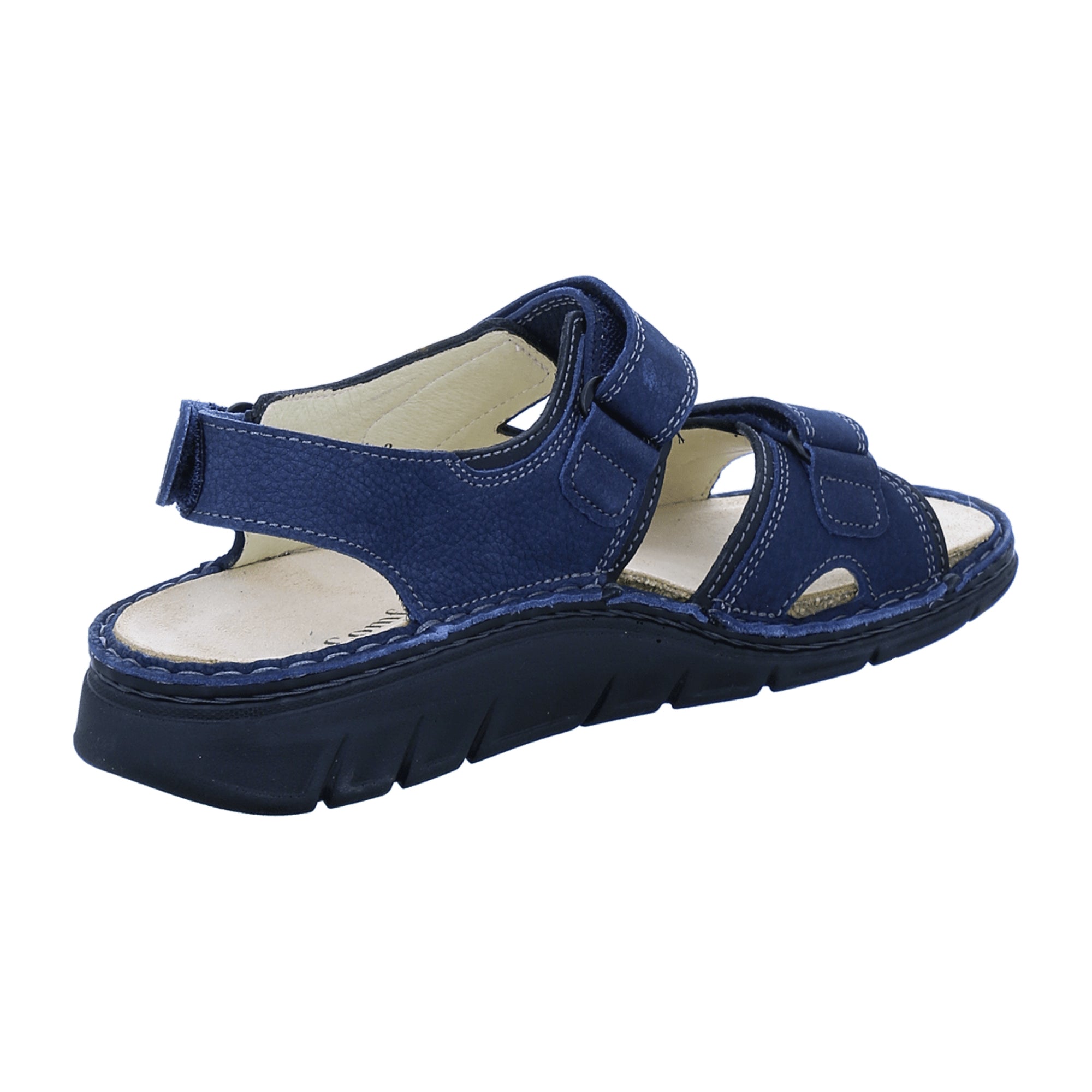Finn Comfort Wanaka-Soft Men's Sandals - Blue Marine/Black, Comfort Leather Footwear with Adjustable Straps