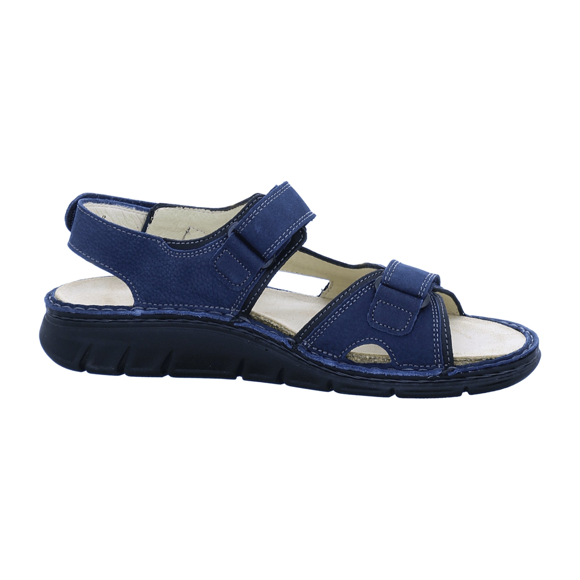 Finn Comfort Wanaka-Soft Men's Sandals - Blue Marine/Black, Comfort Leather Footwear with Adjustable Straps