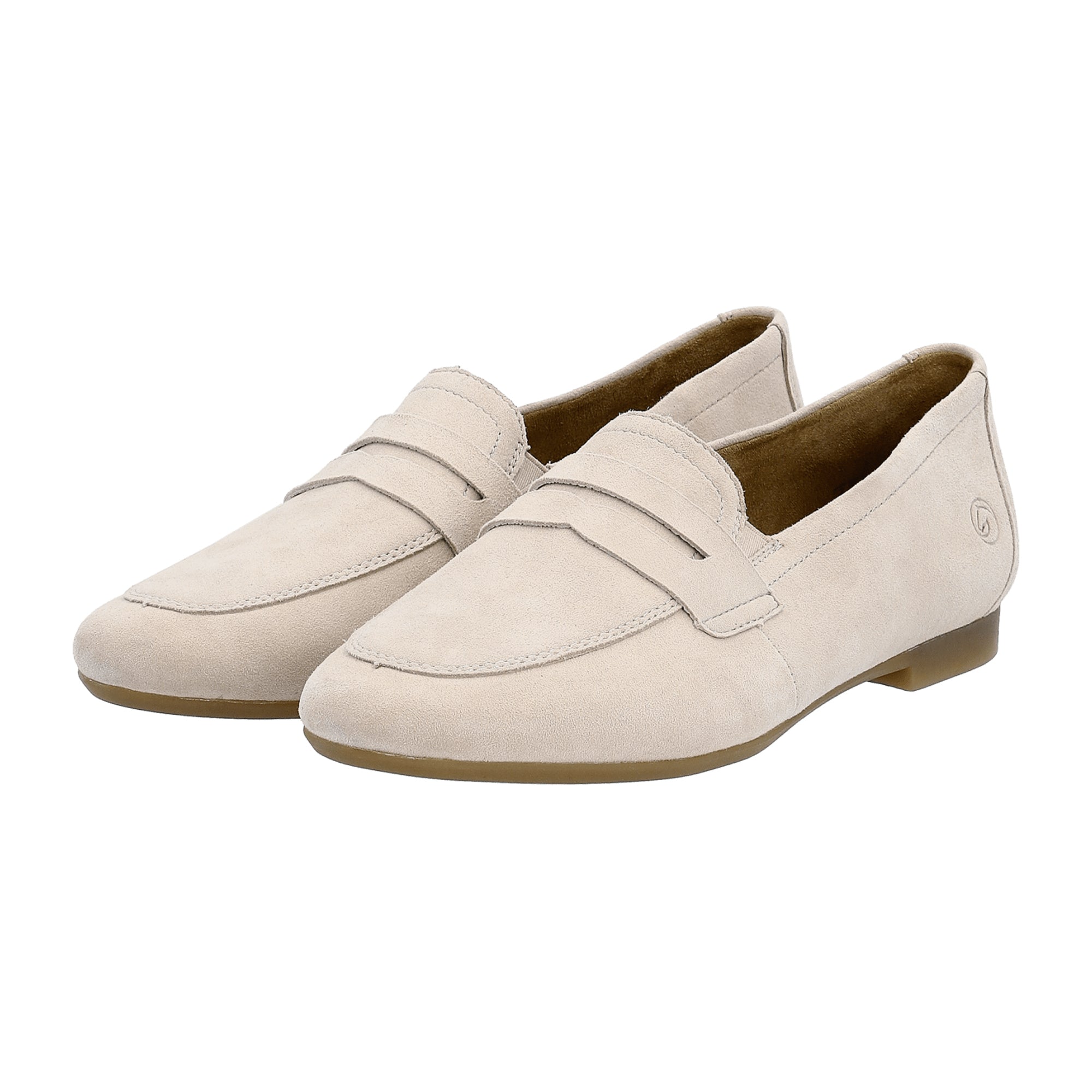 Remonte Women's Beige Slip-On Shoes with Removable Insole and Rubber Sole