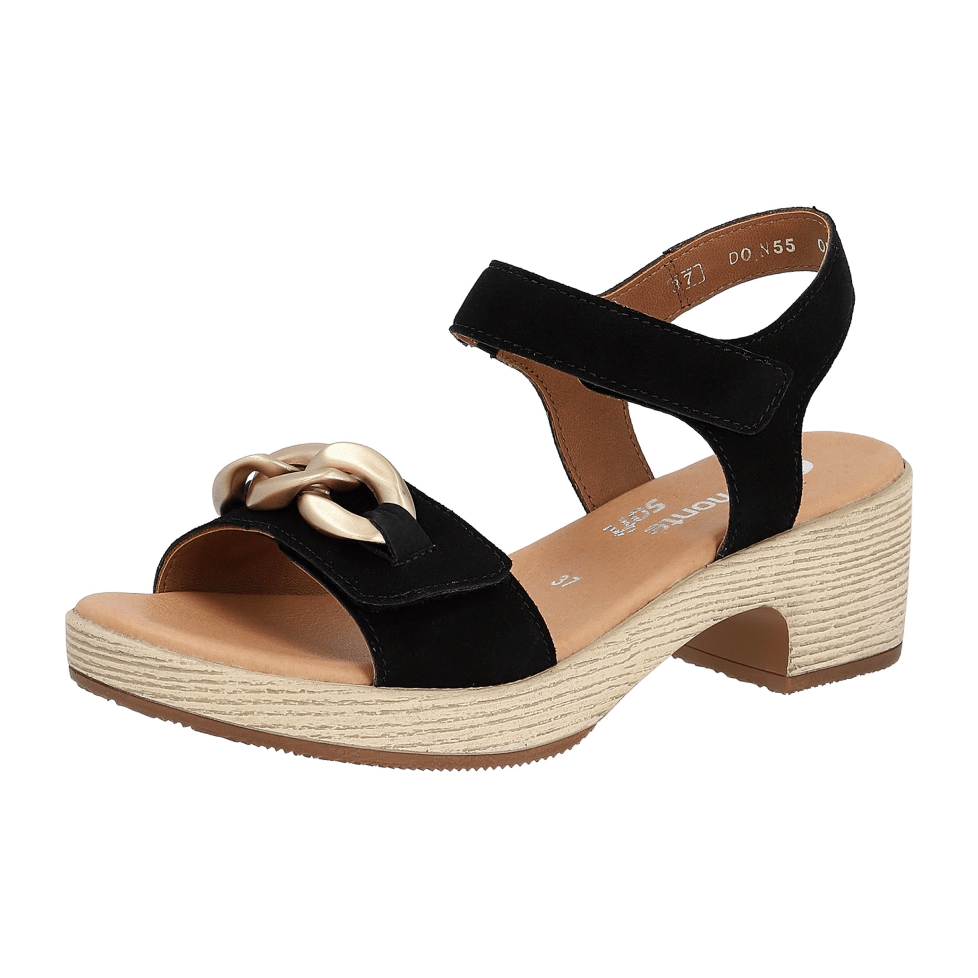 Remonte D0N5502 Black Women's Block Heel Leather Shoes