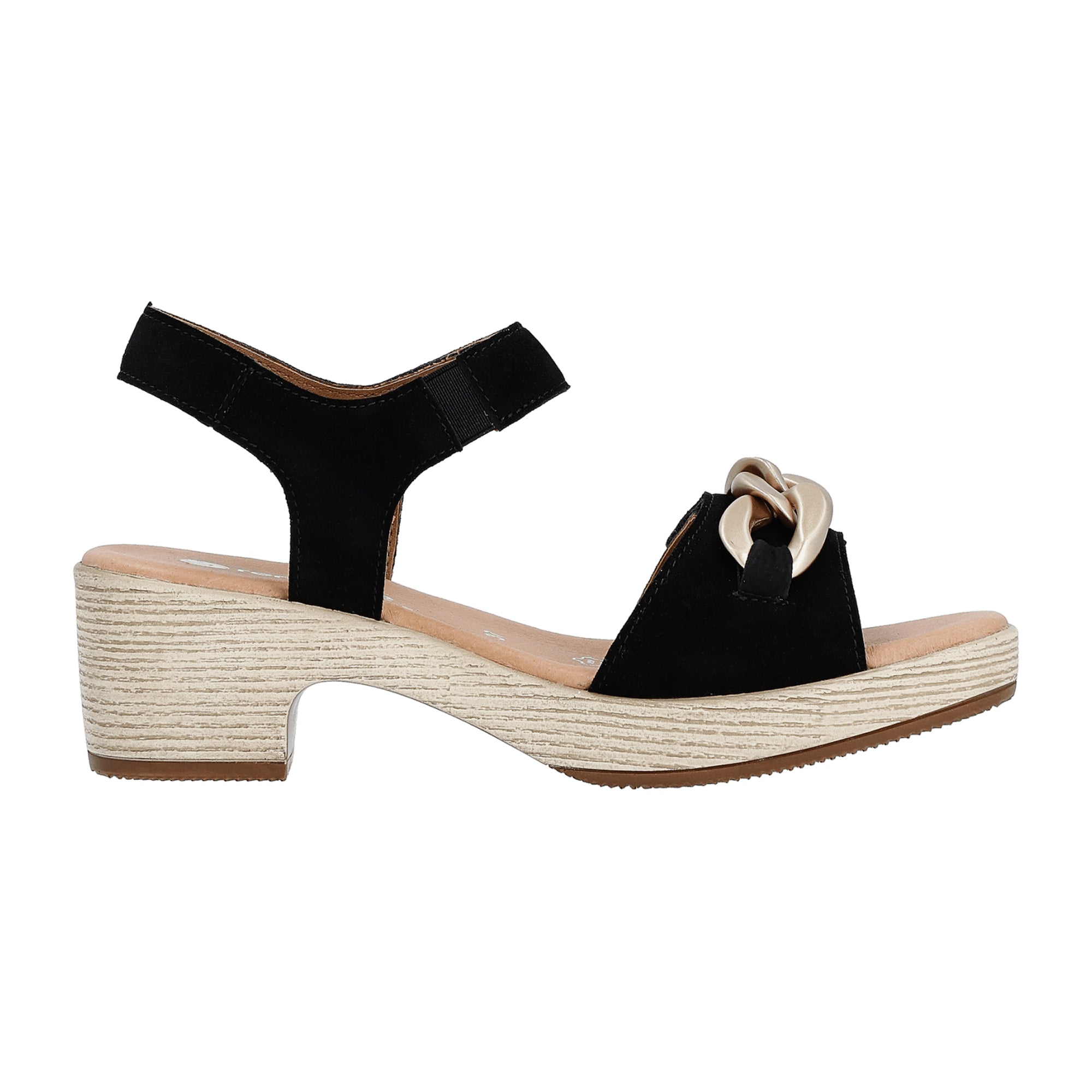 Remonte D0N5502 Black Women's Block Heel Leather Shoes
