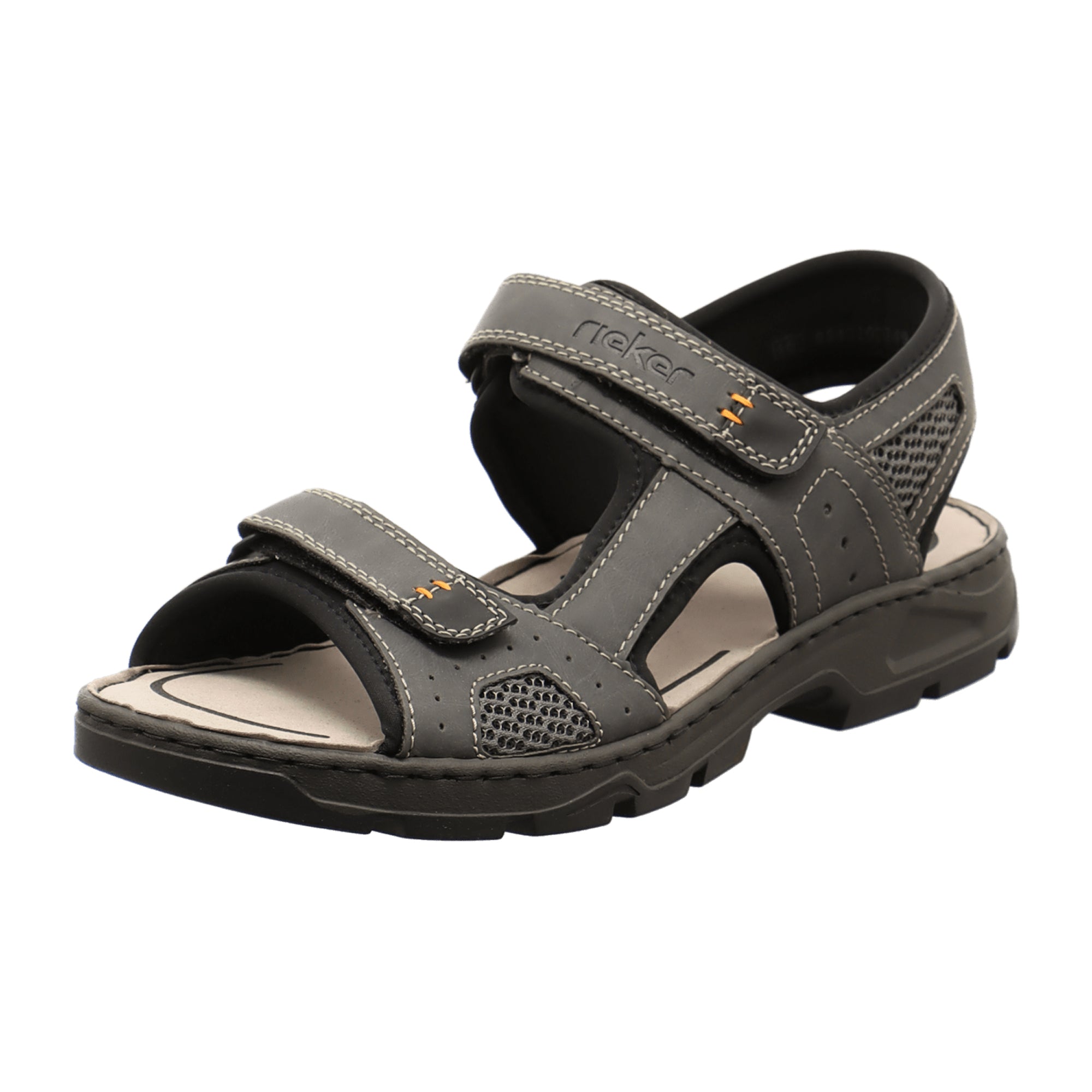 Rieker FSK Men's Black Sandals Comfortable Faux Leather Flat Sole