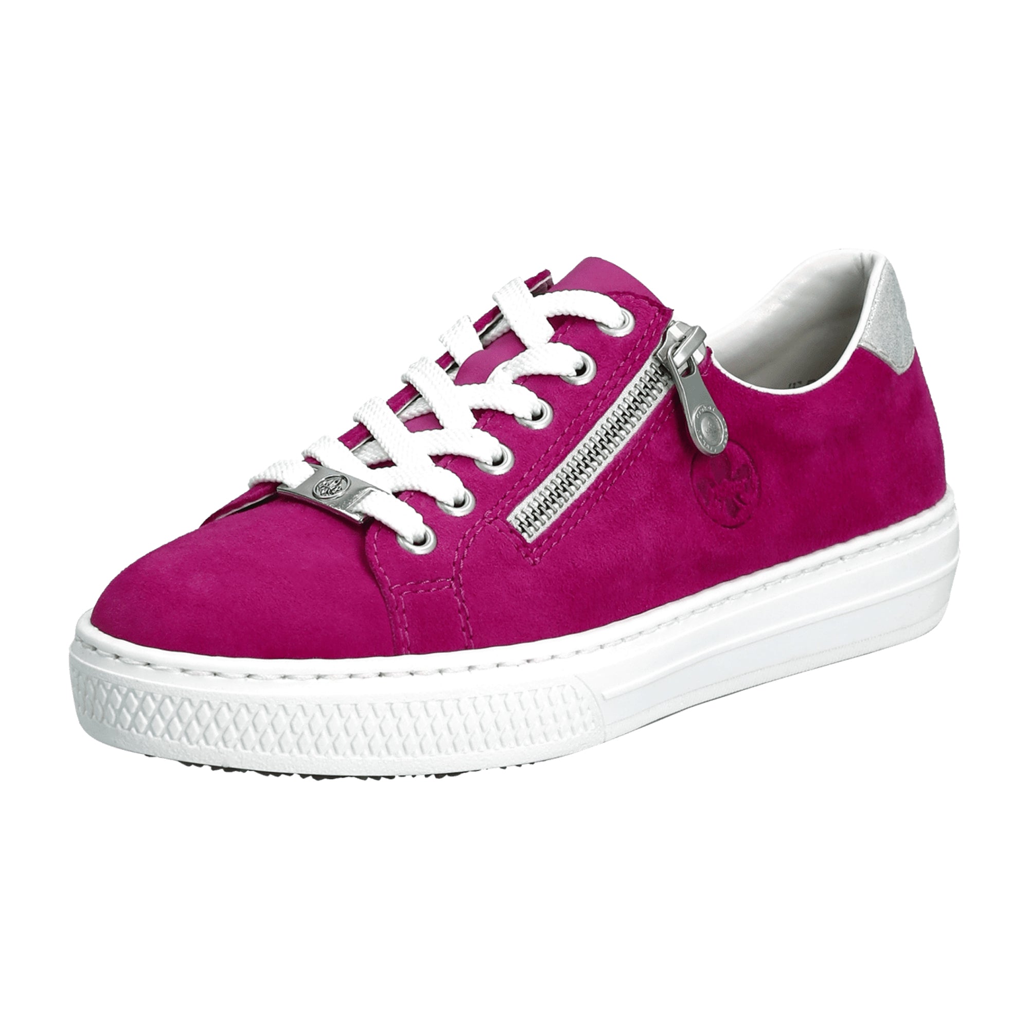 Rieker Pink Sheepsuede Womens Shoes with Zipper and Laces