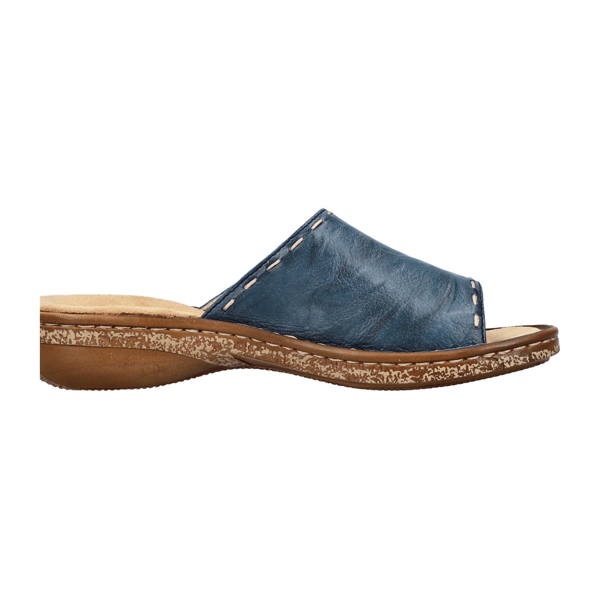 Rieker Women's Blue Leather Sandals Flat Heel Comfortable Casual Shoes