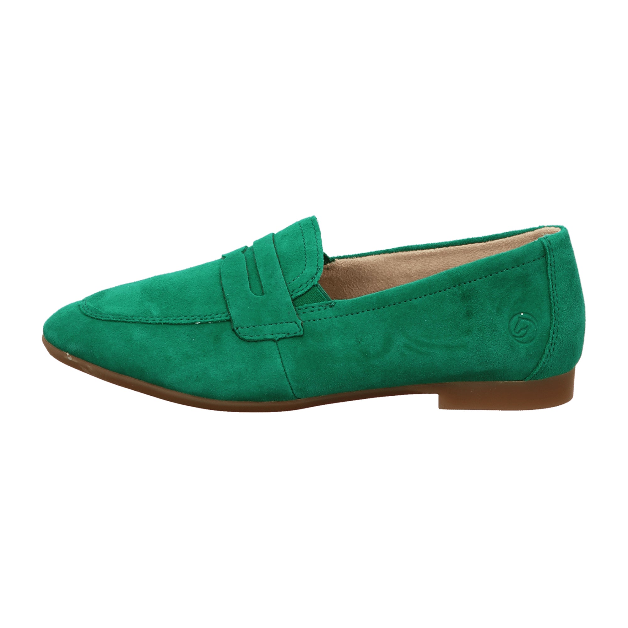 Remonte Green Slip-On Shoes for Women with Flat Heel and Narrow Fit