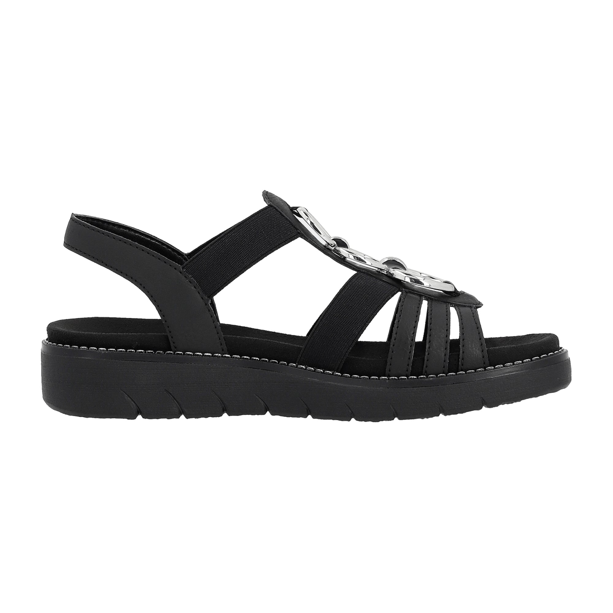 Remonte Women's Black Sandals D2073-02 Comfortable Flat Narrow Fit