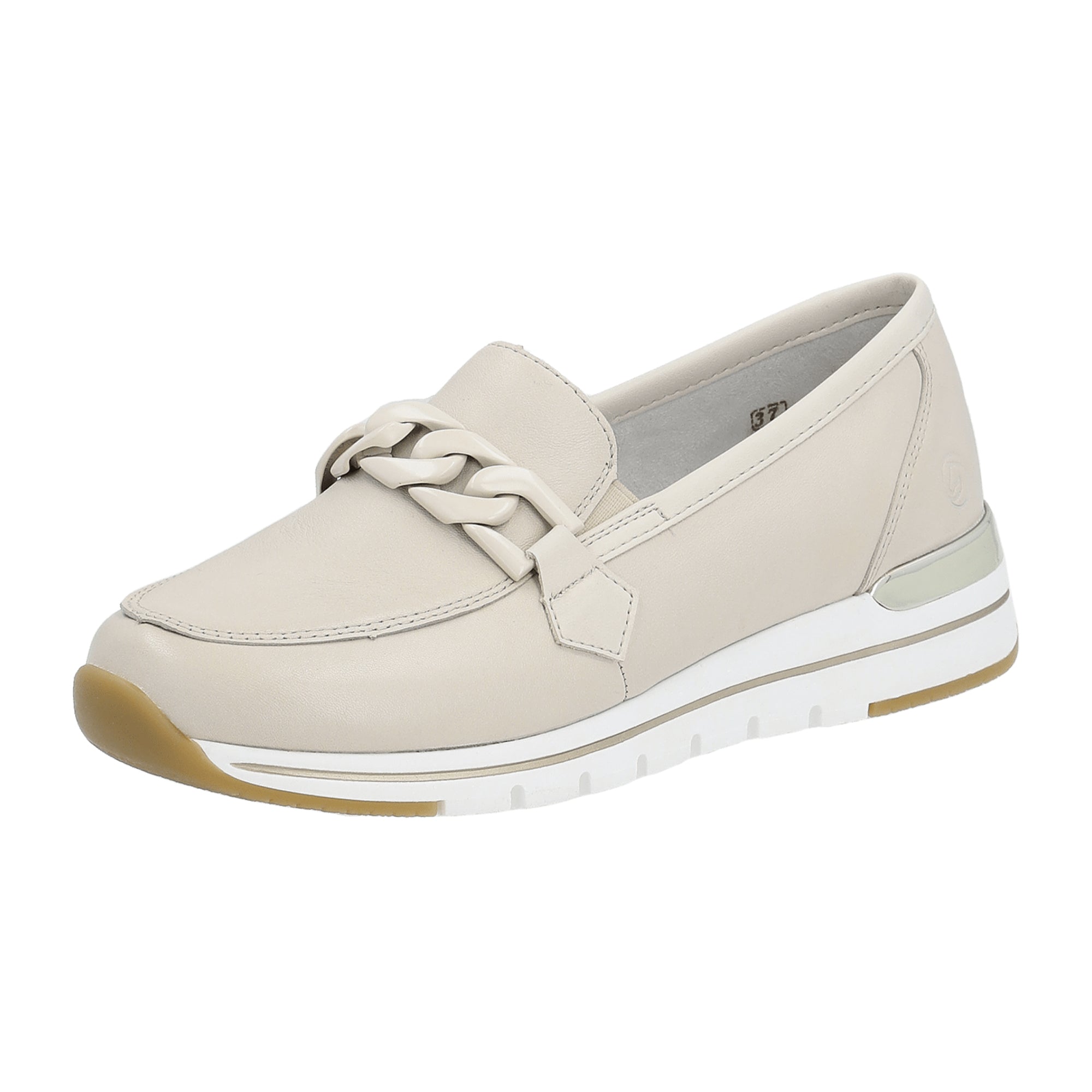 Remonte Beige Women's Slip-On Leather Shoes with Removable Insoles - Bartel-Shop