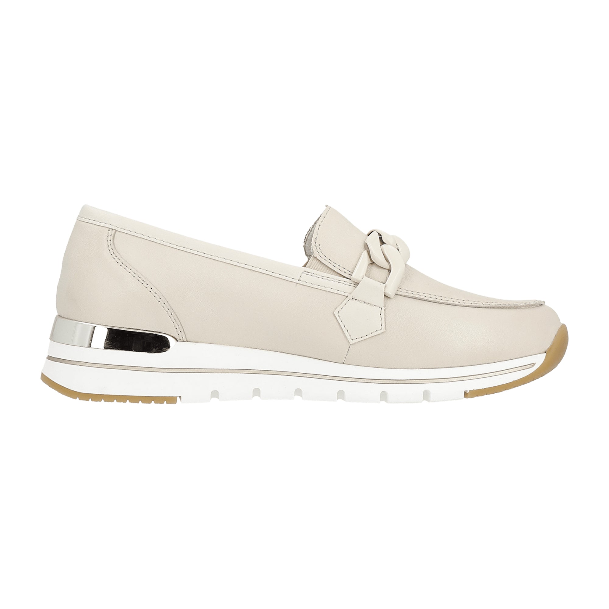 Remonte Beige Women's Slip-On Leather Shoes with Removable Insoles