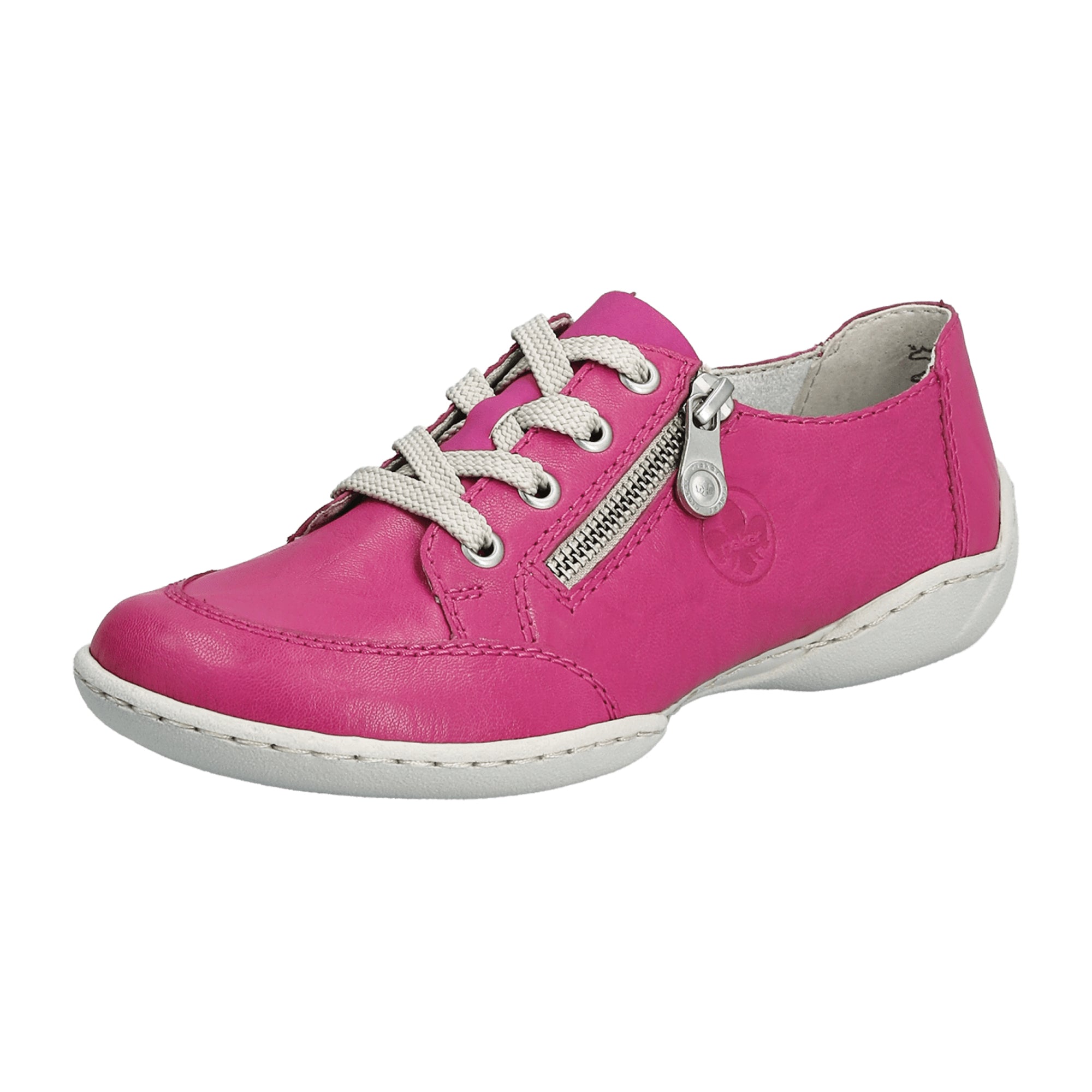 Rieker Women's Pink Leather Lace-Up Shoes Comfortable Casual Footwear