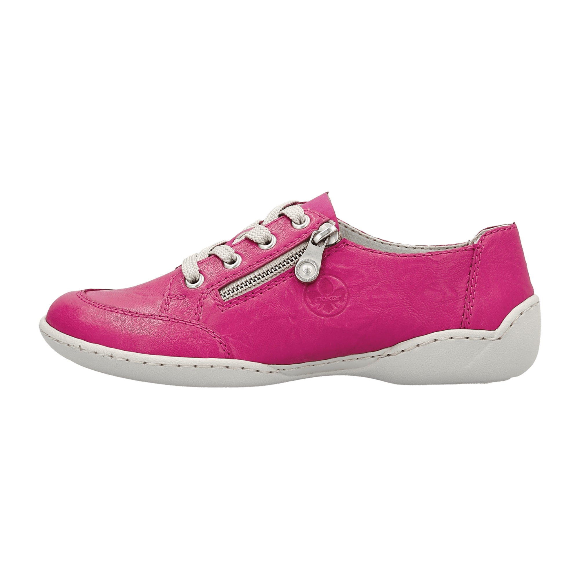 Rieker Women's Pink Leather Lace-Up Shoes Comfortable Casual Footwear