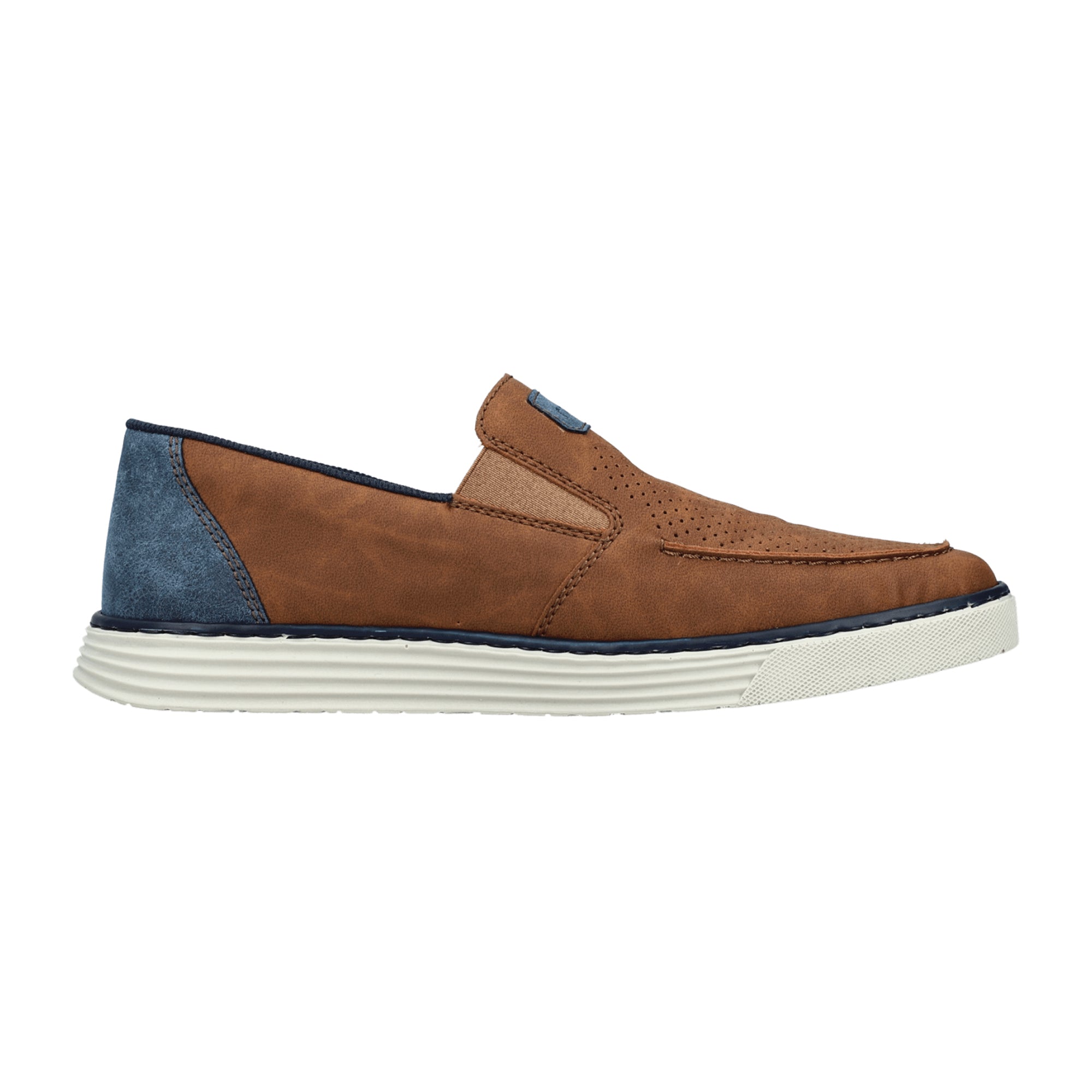 Rieker B2264 Men's Brown Slip-On Shoes with PU Sole and Textile Lining