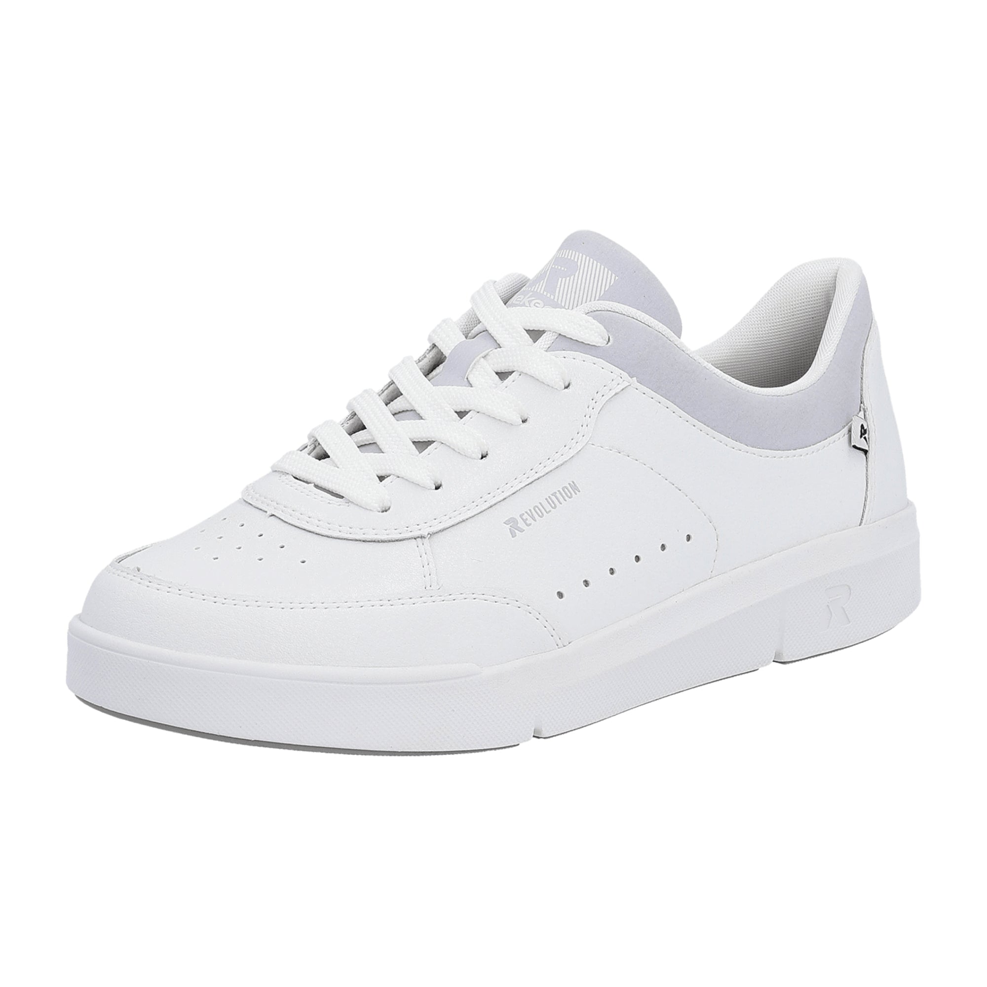 Rieker White Leather Women's Shoes Flat Heel Narrow to Normal Width