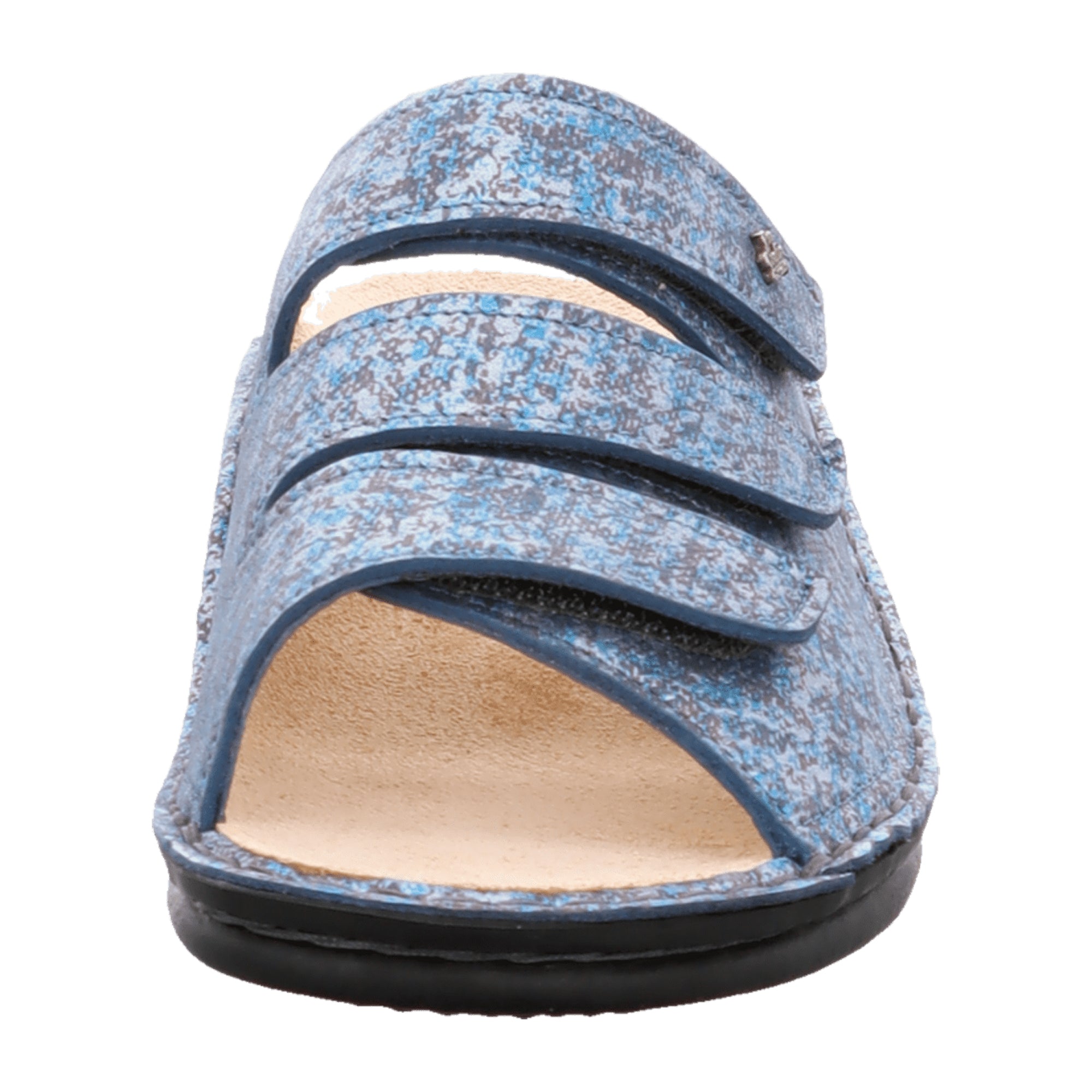 Finn Comfort Korfu Women's Sandals - Stylish Blue Leather Slides with Adjustable Straps and Orthopedic Footbed