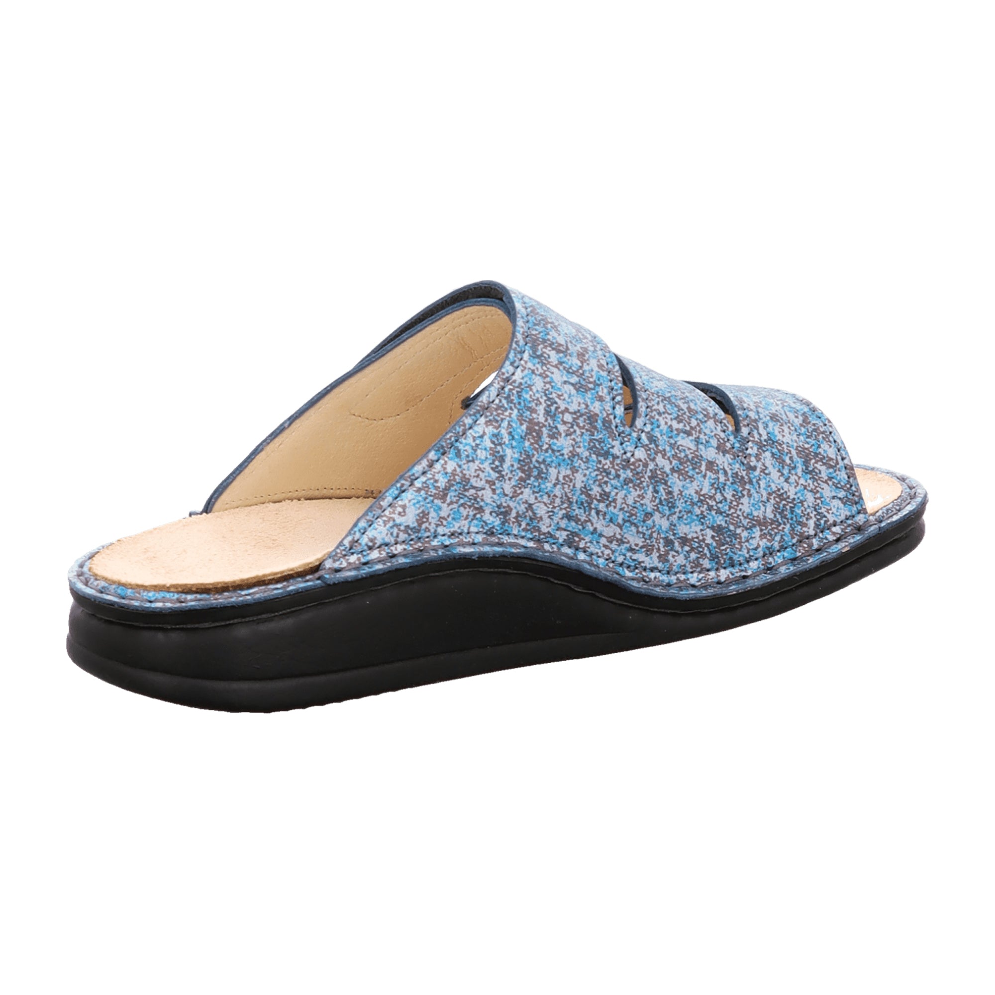 Finn Comfort Korfu Women's Sandals - Stylish Blue Leather Slides with Adjustable Straps and Orthopedic Footbed