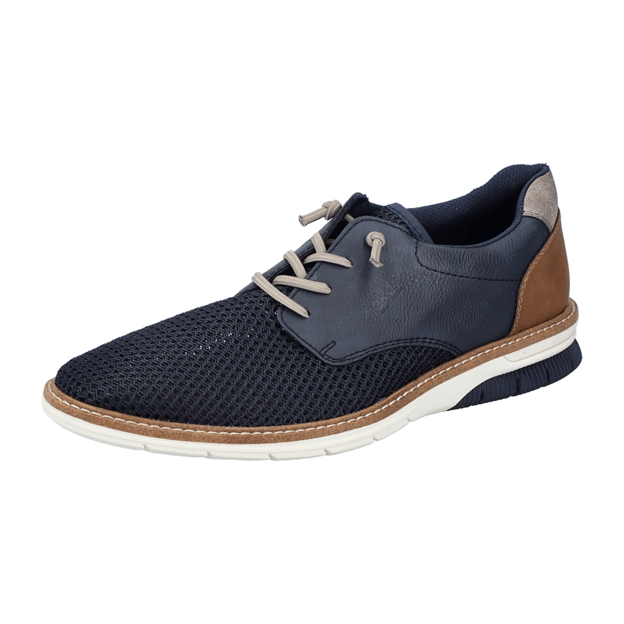 Rieker Blue Men's Shoes 14442-14 Flat Round Toe Textile Upper and Lining