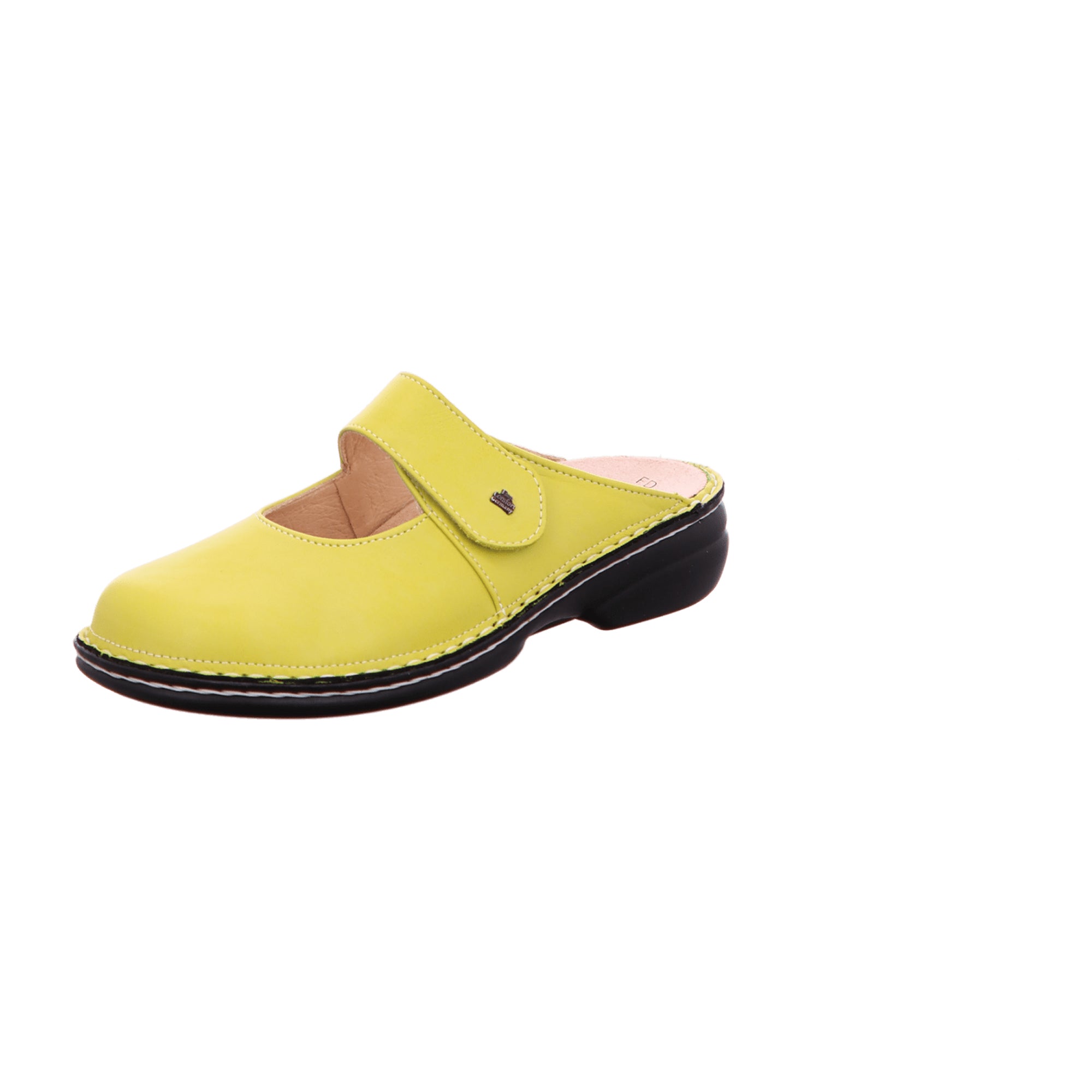 Finn Comfort Stanford Women's Clogs - Lime Green Leather Slip-On Sandals with Removable Insoles