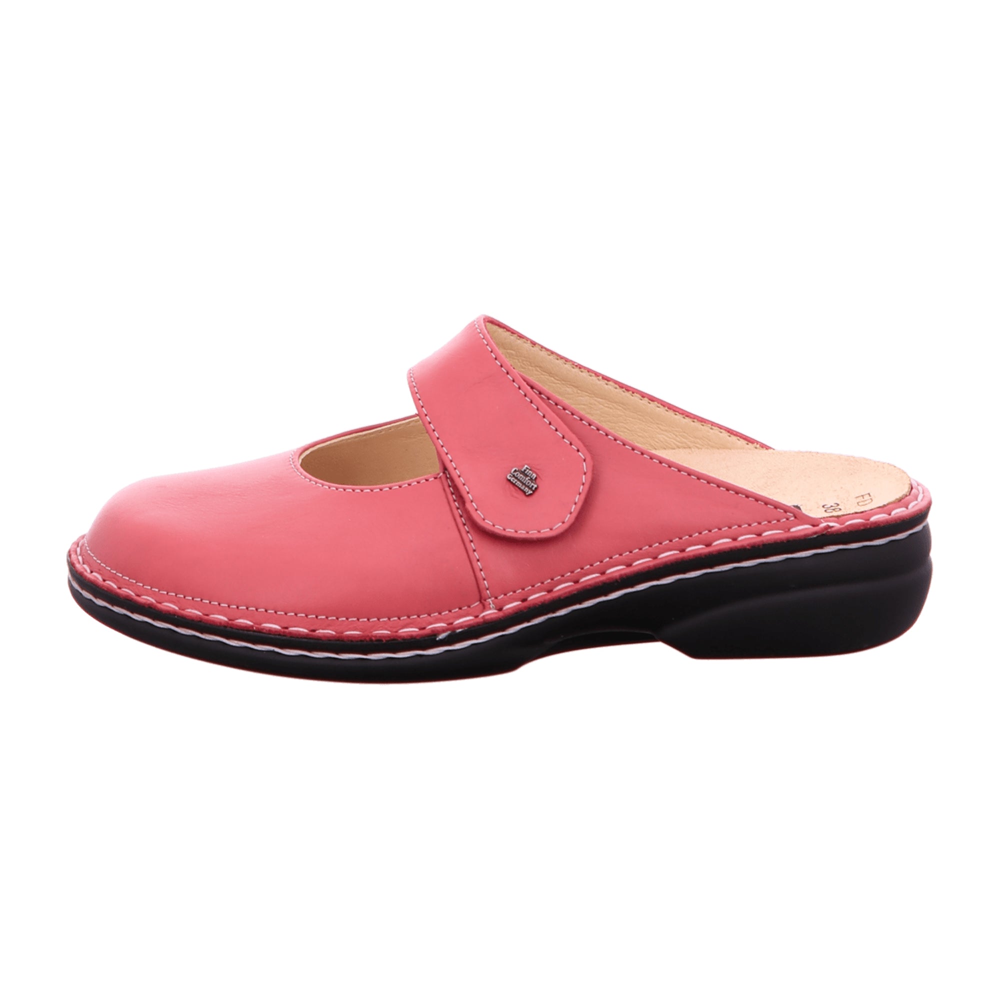 Finn Comfort Stanford Clogs - Women's Comfortable Pink Leather Slides with Adjustable Strap and Non-Slip Sole