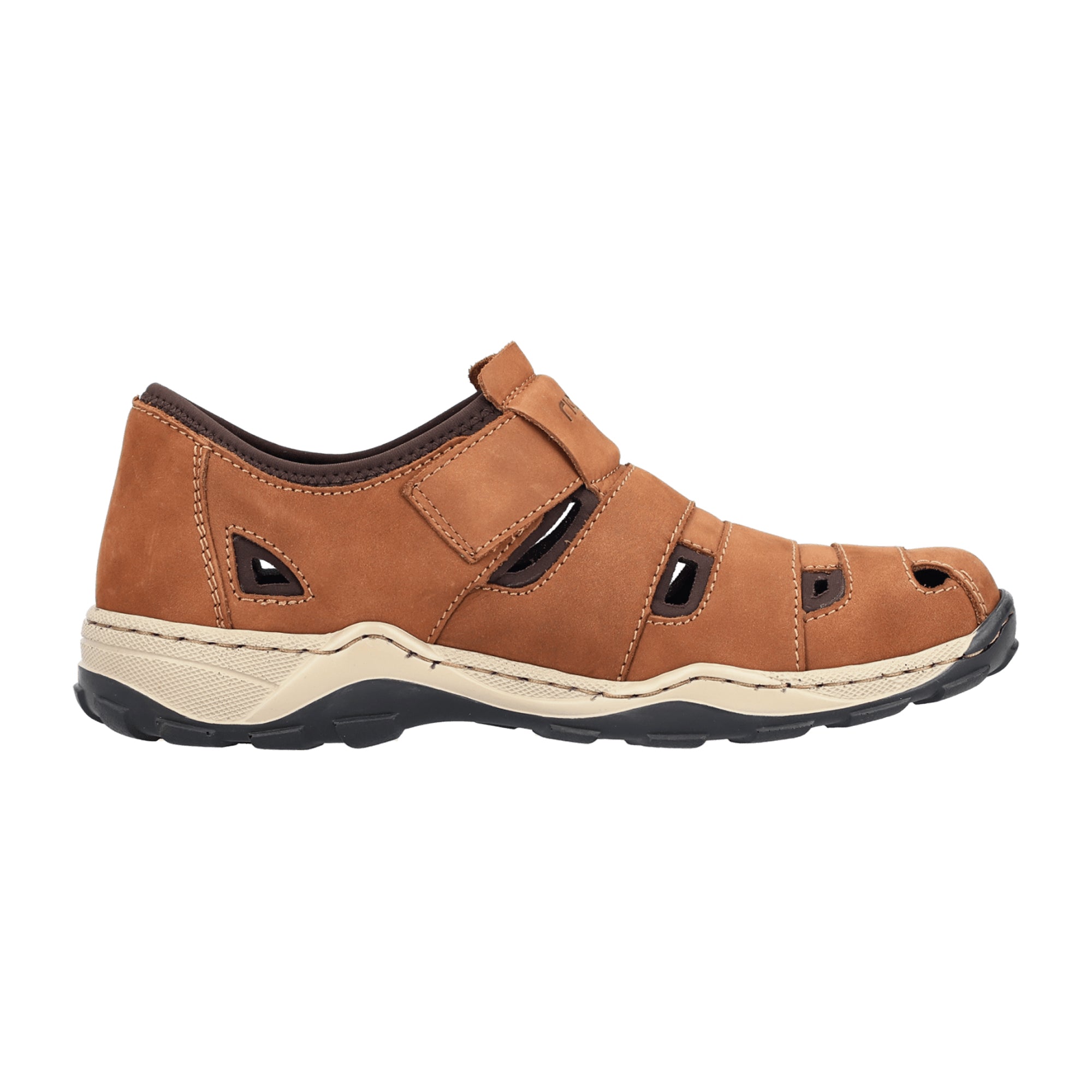 Rieker Men's Brown Casual Leather Shoes with Flat Heel