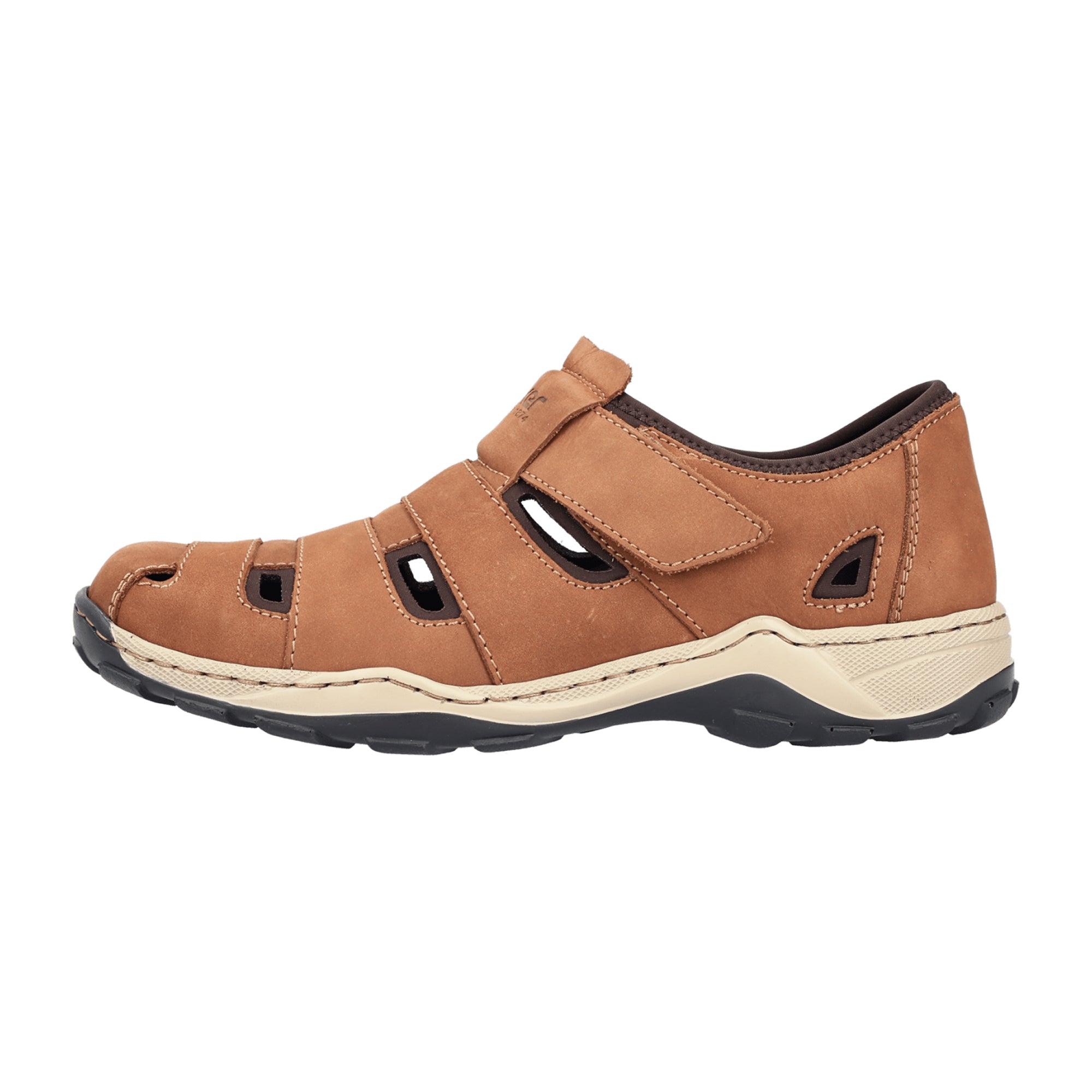 Rieker Men's Brown Casual Leather Shoes with Flat Heel