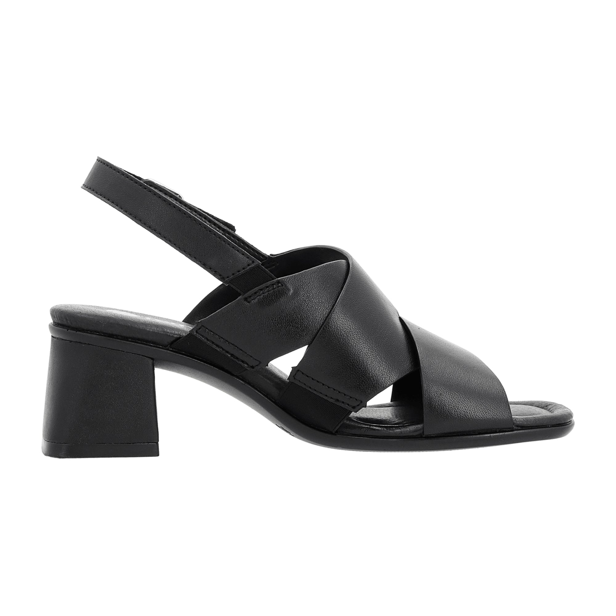 Remonte Women's Black Leather Sandals with Block Heel and PU Sole
