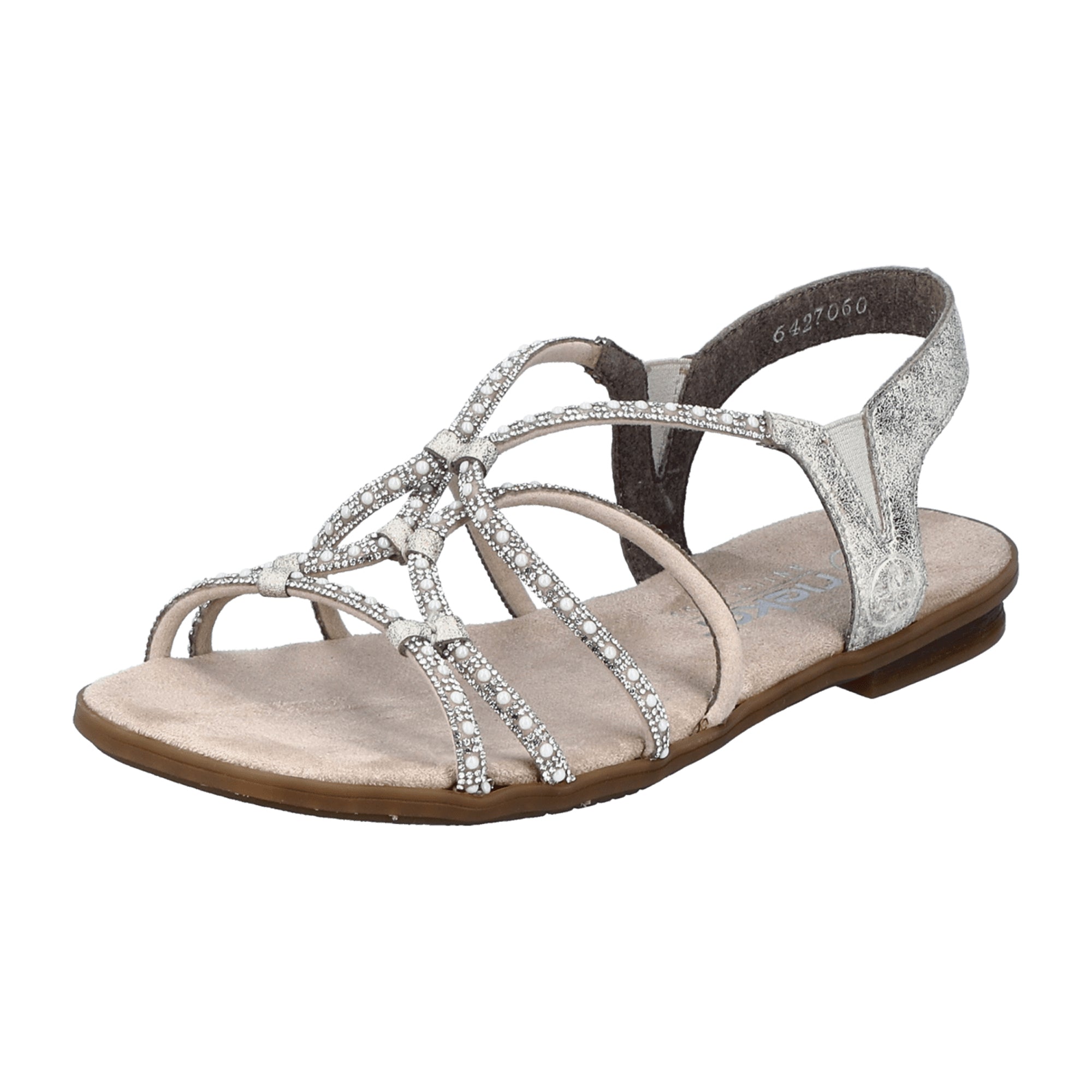 Rieker Beige Women's Shoes 64270-60 Flat Heel Faux Leather Comfort