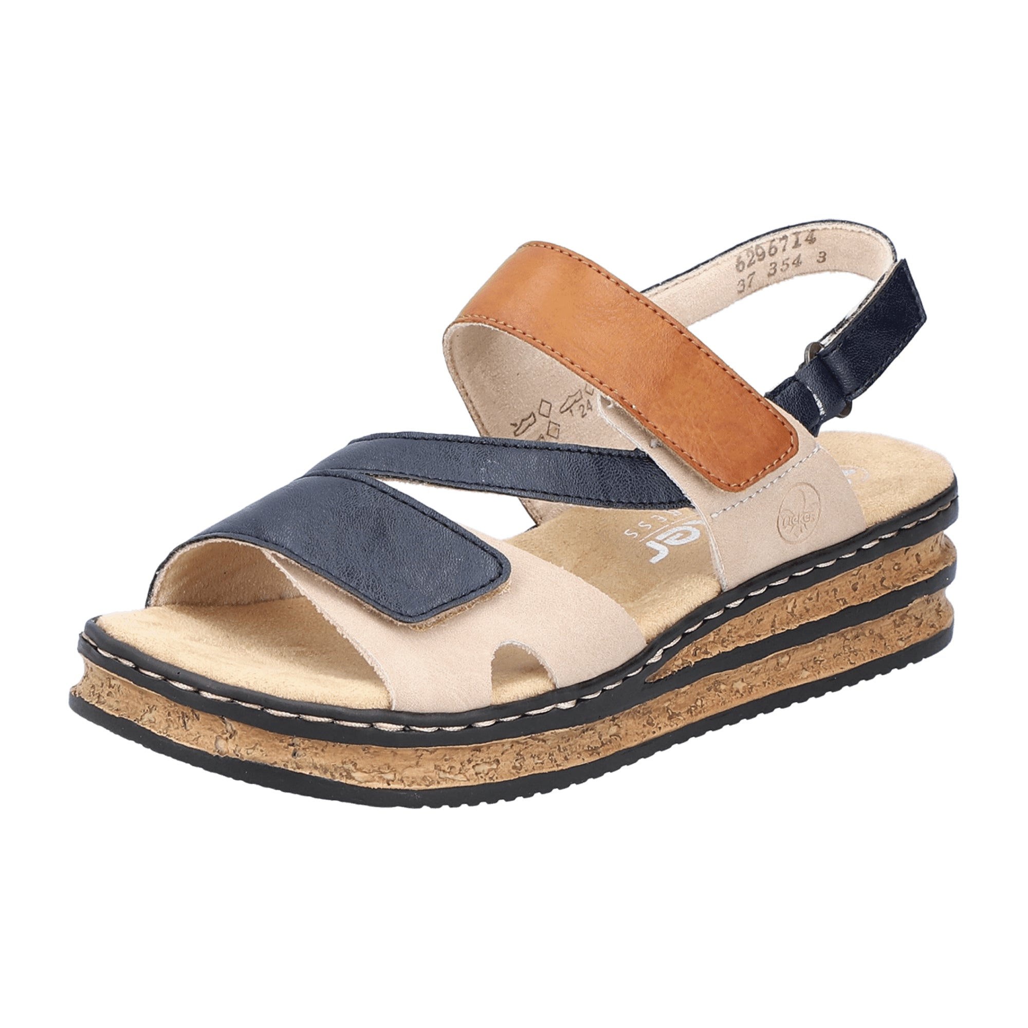 Rieker 62967 Women's Blue Wedge Heel Shoes Smooth Leather Upper