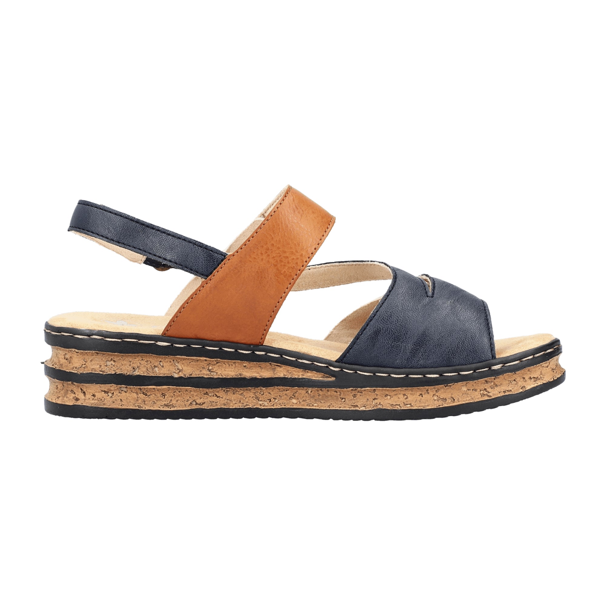 Rieker 62967 Women's Blue Wedge Heel Shoes Smooth Leather Upper