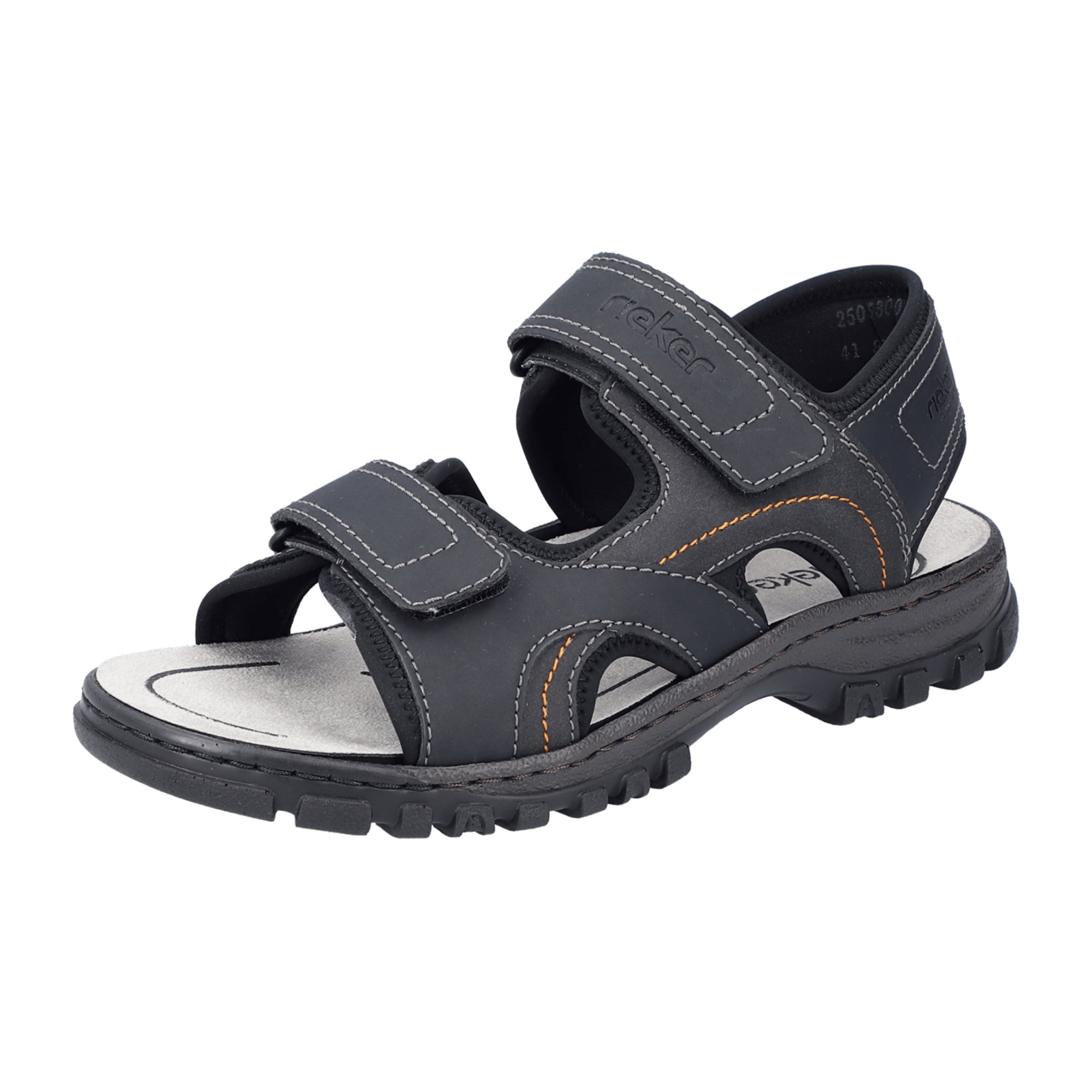 Rieker Men's Black Shoes with Velcro Closure, Synthetic Leather, Flat Heel