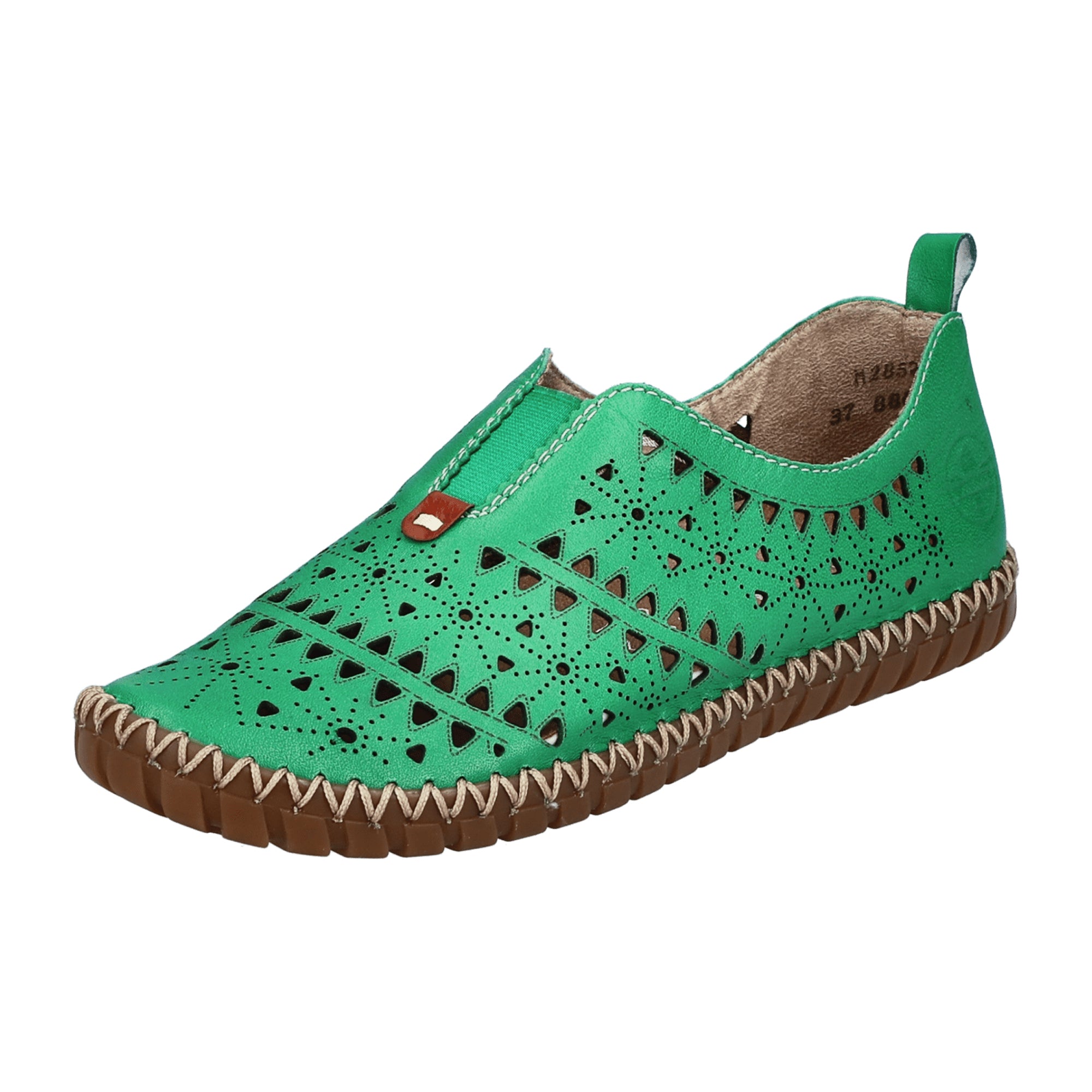 Rieker Lugano Women's Green Leather Slip-On Shoes