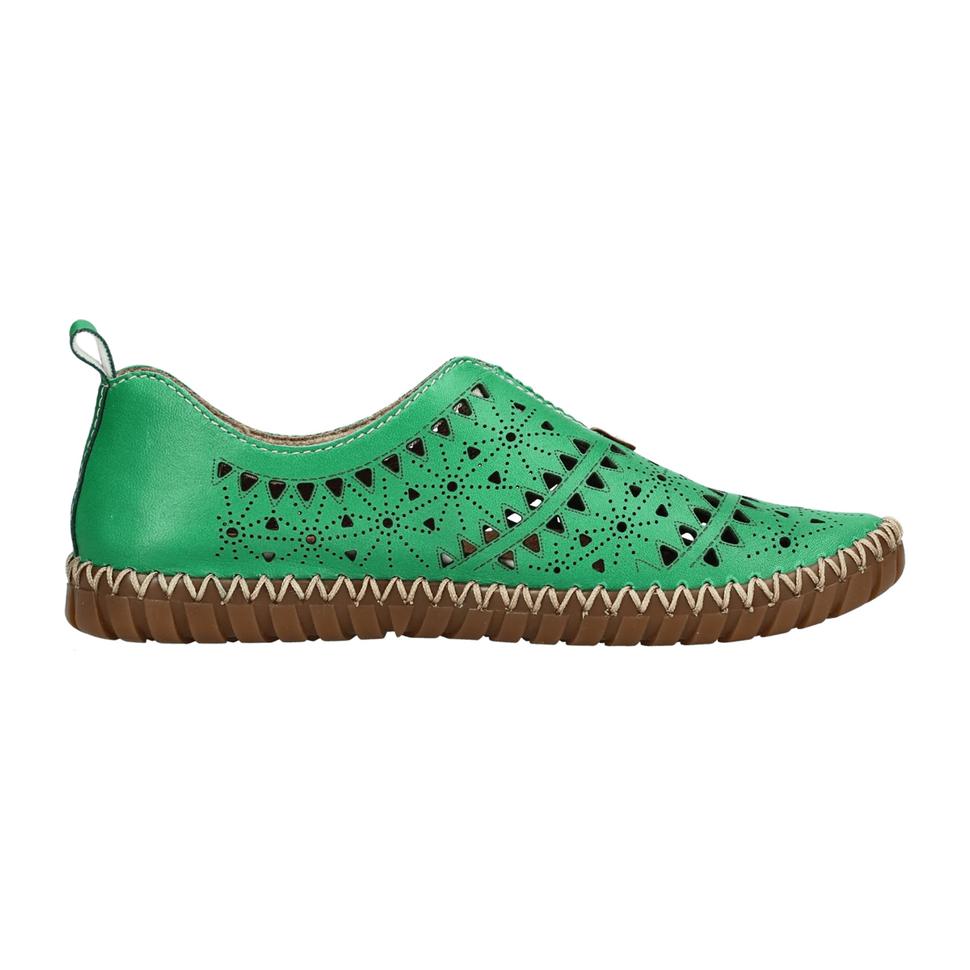 Rieker Lugano Women's Green Leather Slip-On Shoes