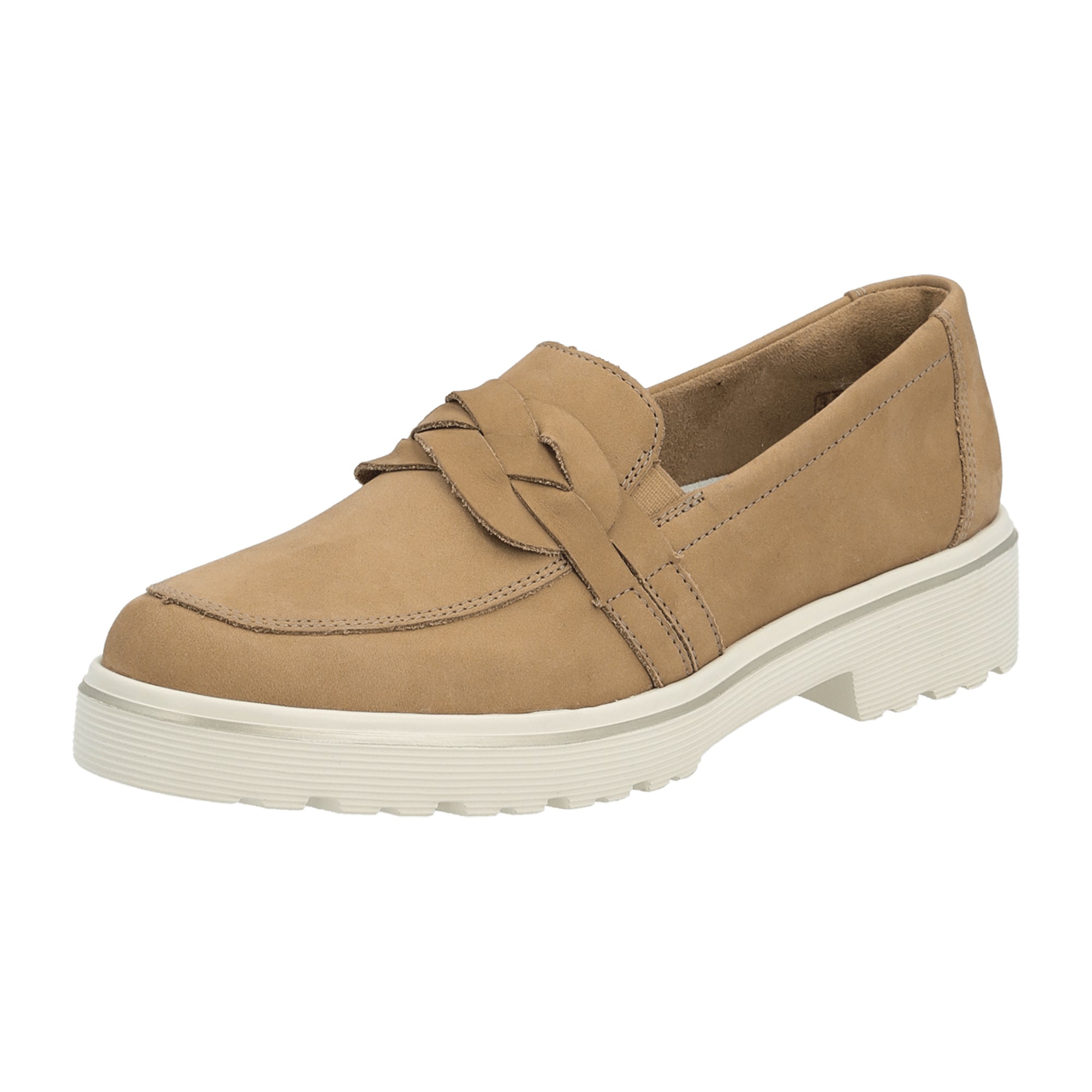 Remonte Beige Women's Slip-On Shoes with Flat Heel and Suede Upper