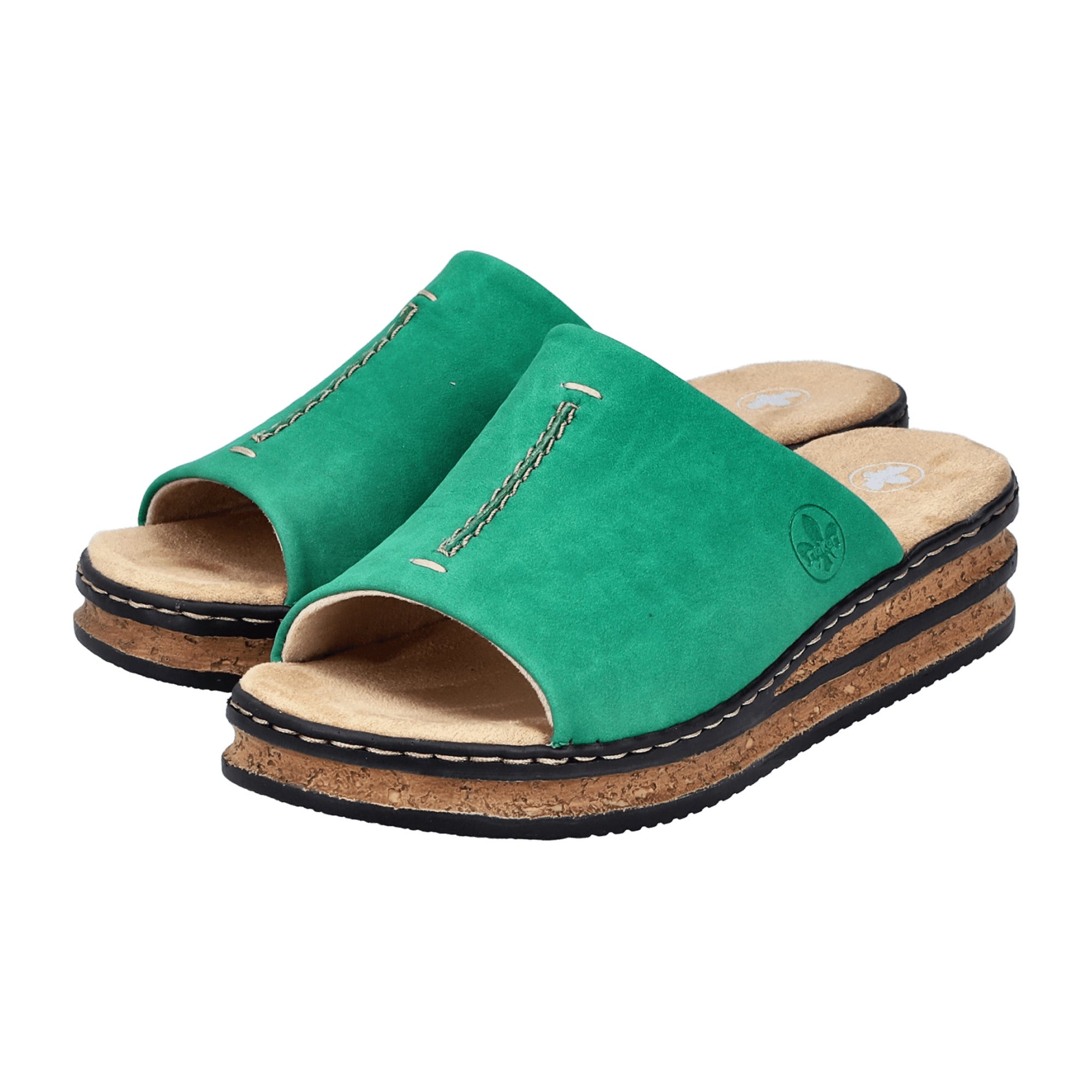 Rieker Women's Green Sandals with Wedge Heel and Synthetic Upper