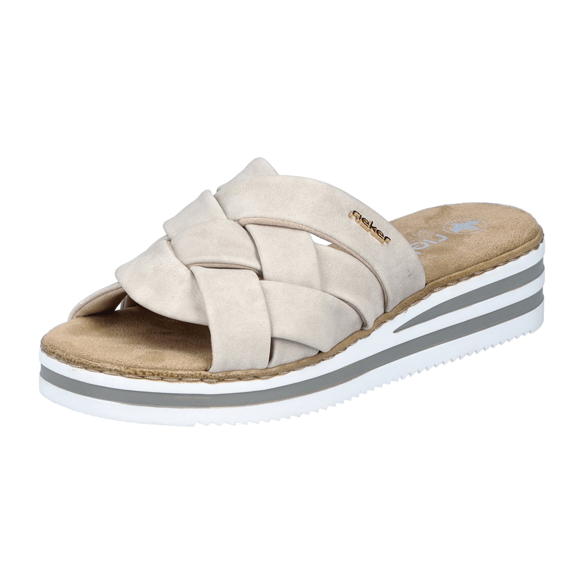 Rieker V0208-60 Beige Women's Shoes Faux Leather Flat Heels Narrow Fit