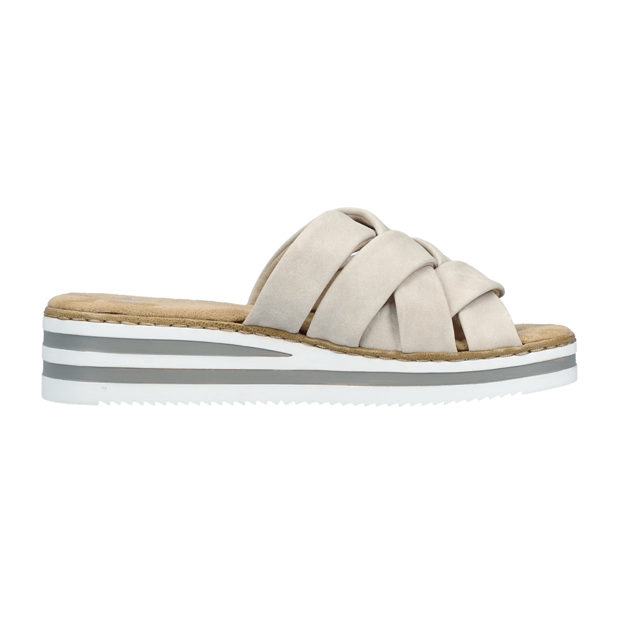 Rieker V0208-60 Beige Women's Shoes Faux Leather Flat Heels Narrow Fit