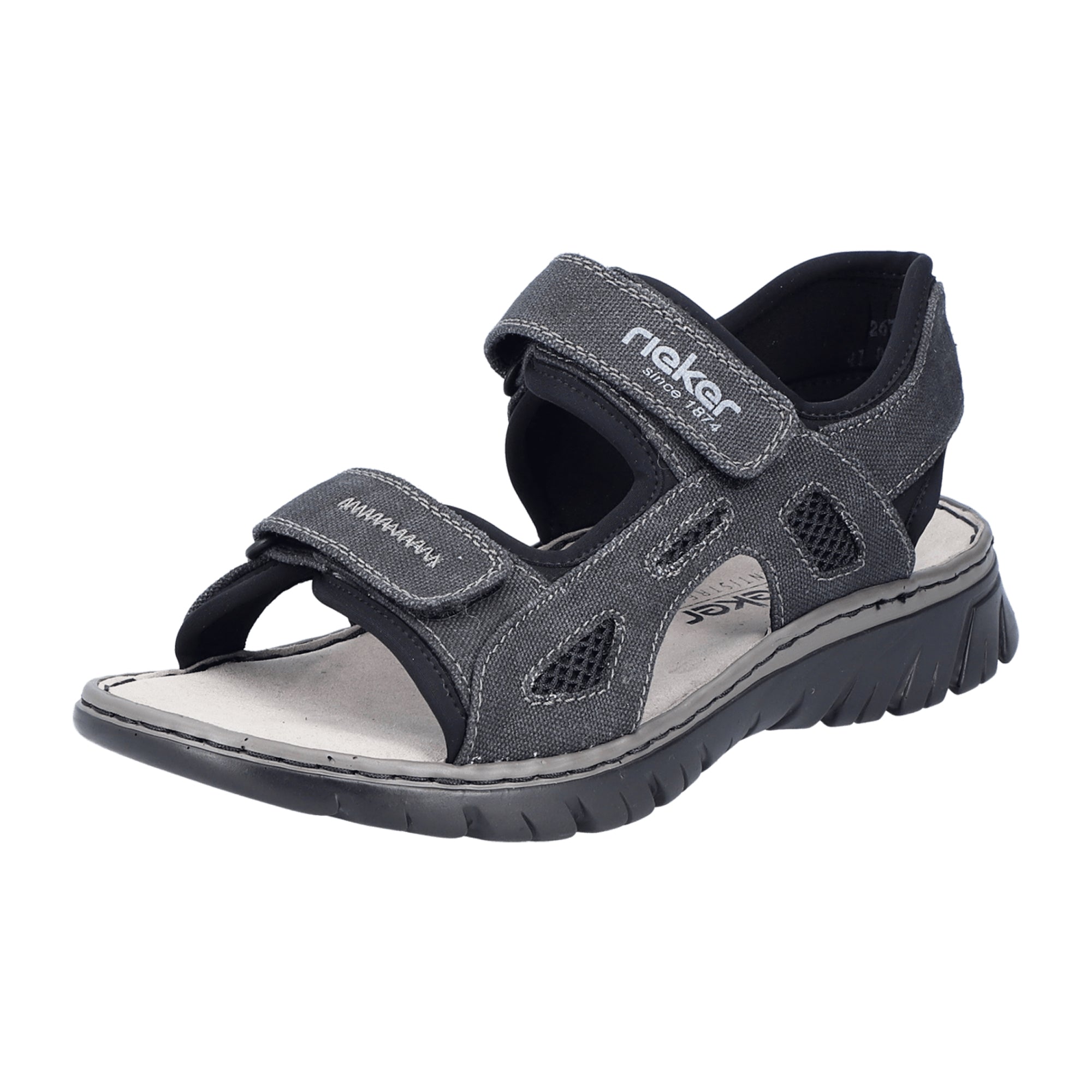 Rieker Gray Men's Shoes with Velcro Closure Comfortable Textile Upper