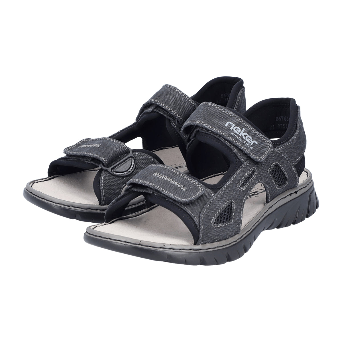 Rieker Gray Men's Shoes with Velcro Closure Comfortable Textile Upper
