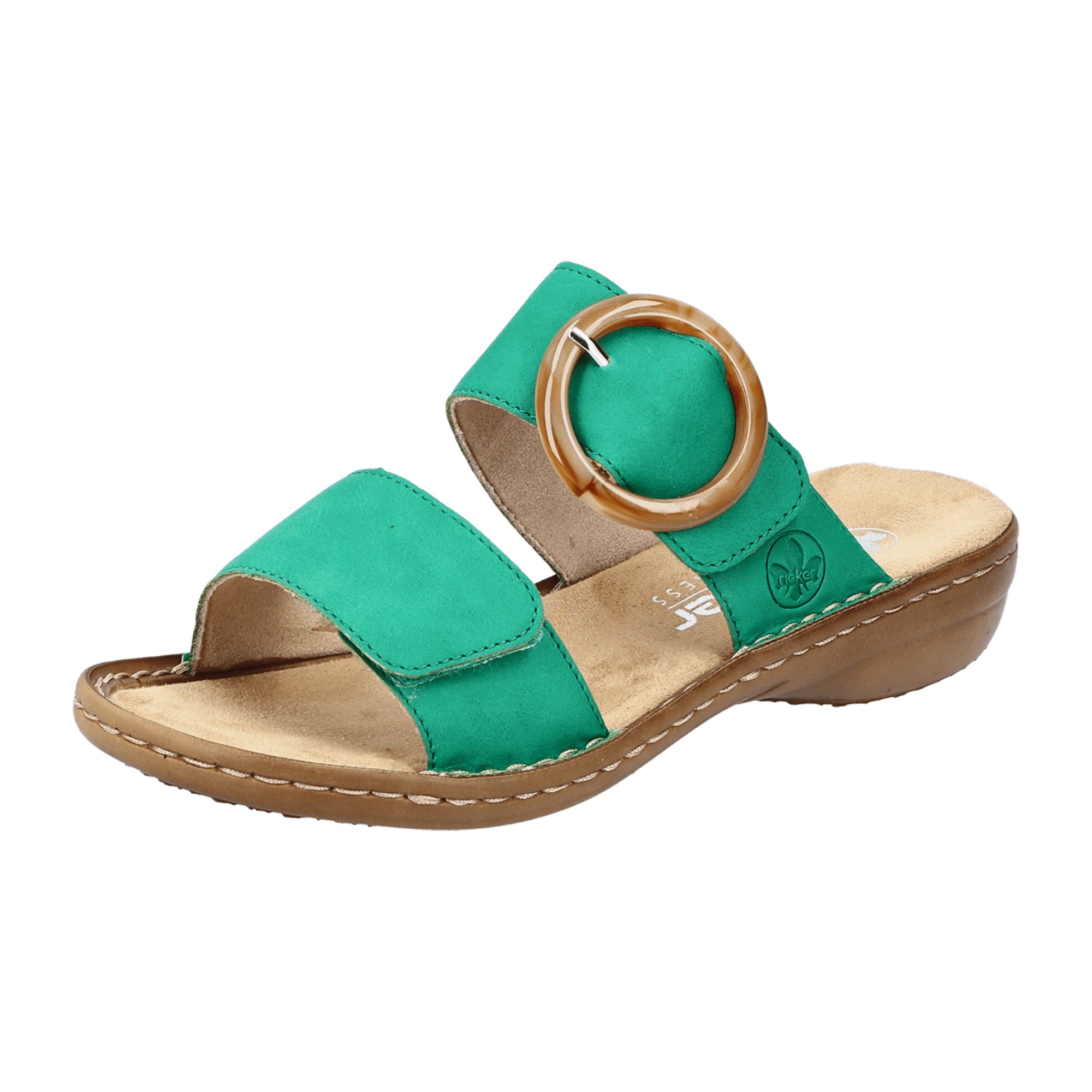 Rieker Women's Green Sandals Comfortable Flat Narrow Fit Synthetic Upper