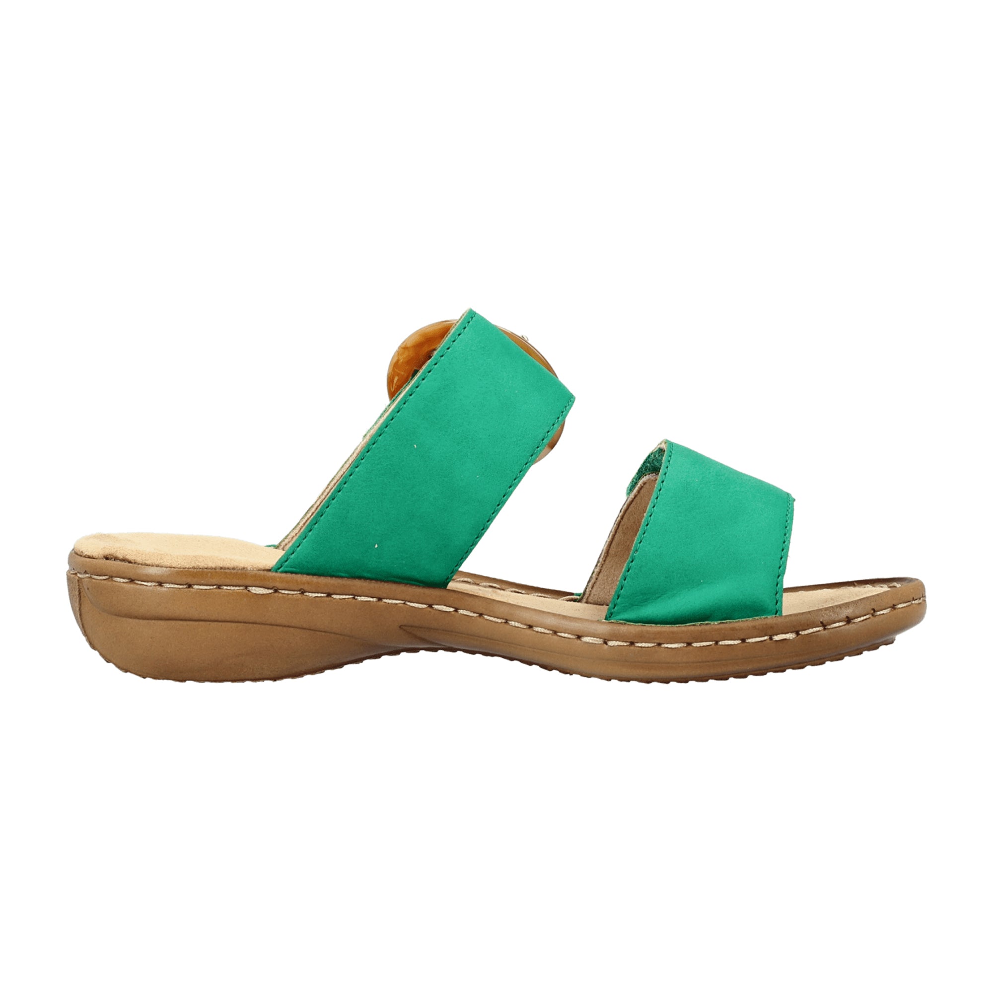 Rieker Women's Green Sandals Comfortable Flat Narrow Fit Synthetic Upper