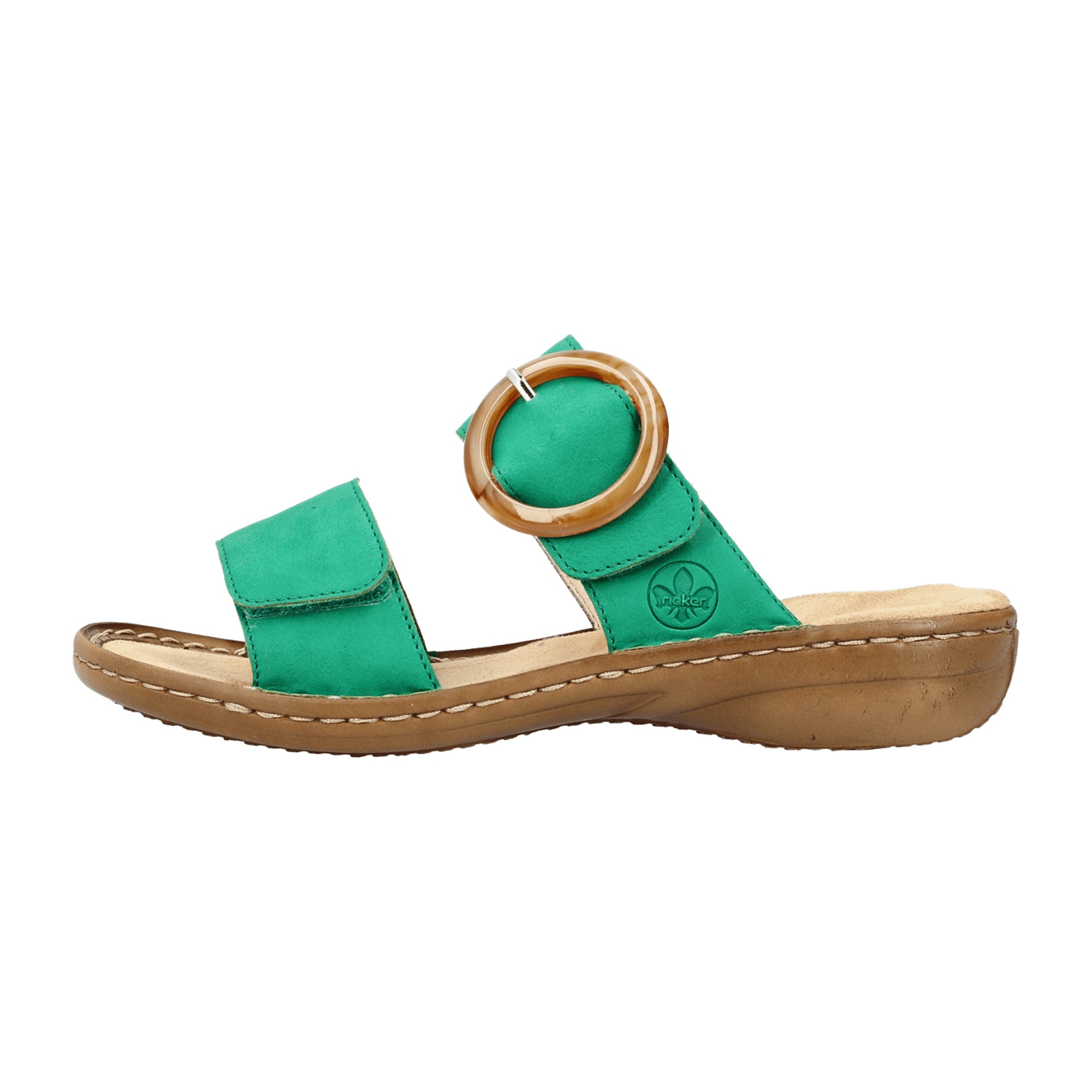 Rieker Women's Green Sandals Comfortable Flat Narrow Fit Synthetic Upper