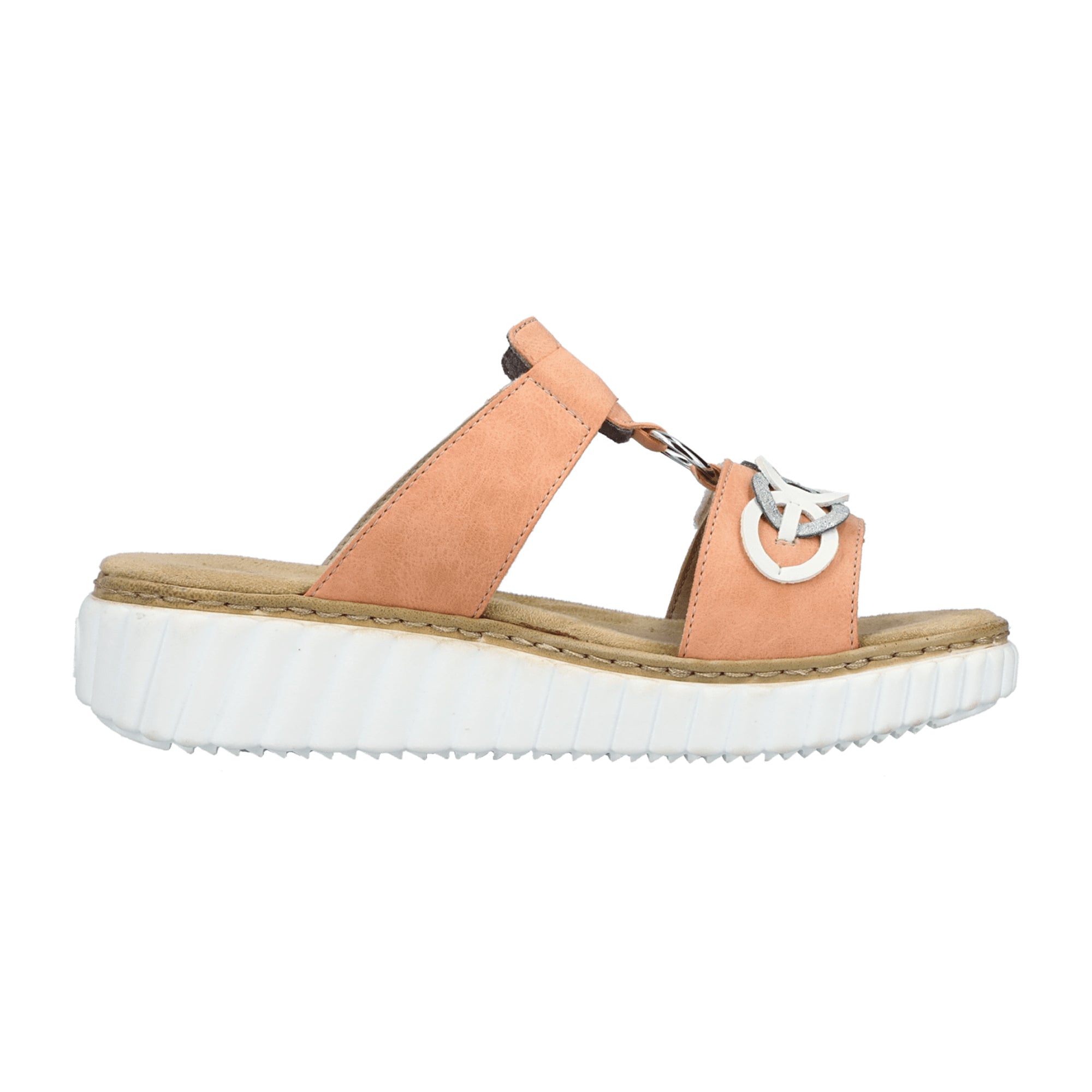 Rieker Women's Orange Sandals with Wedge Heel and Velcro Strap