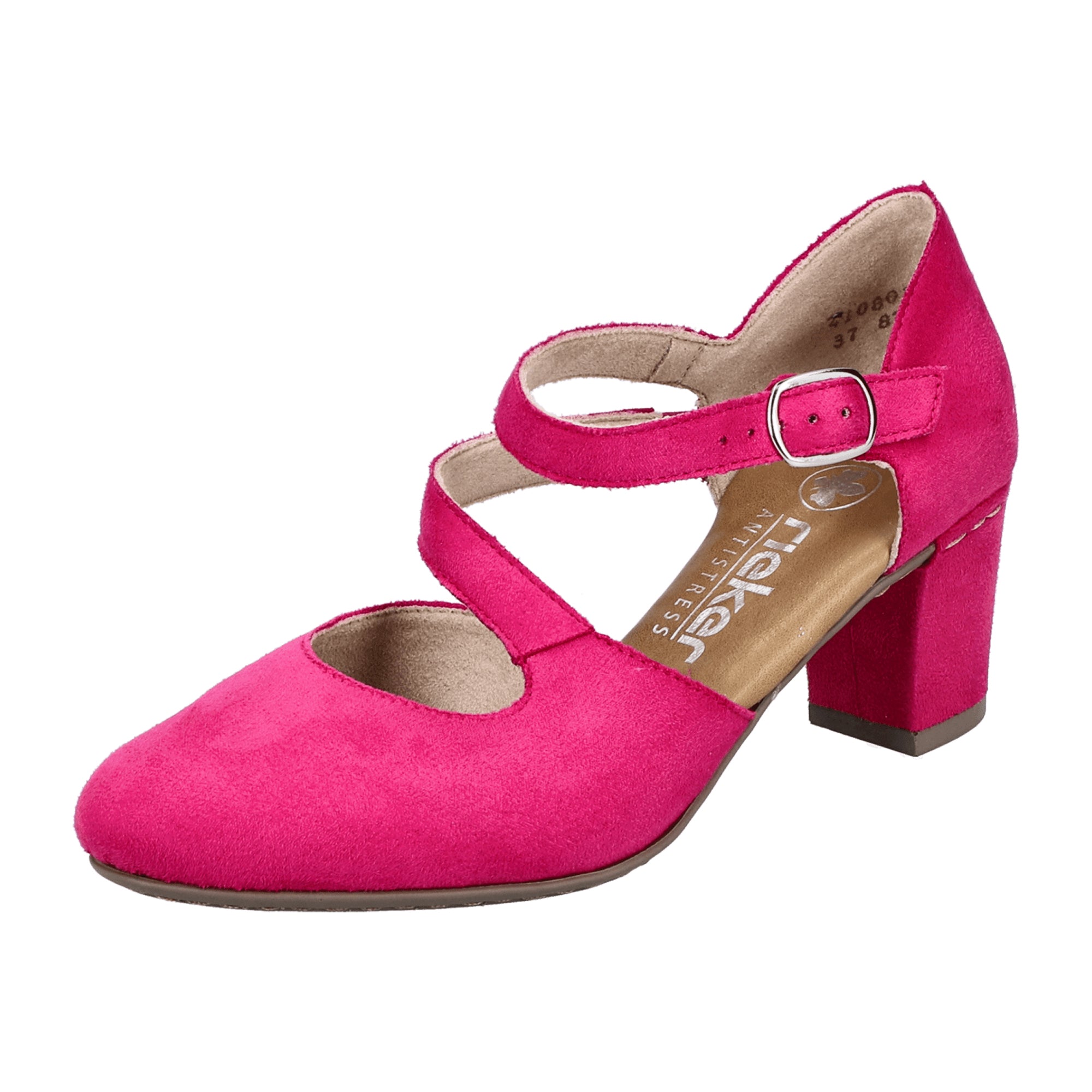 Rieker FSK Pink Women's Casual Shoes Textile Upper Block Heel Comfortable Fit