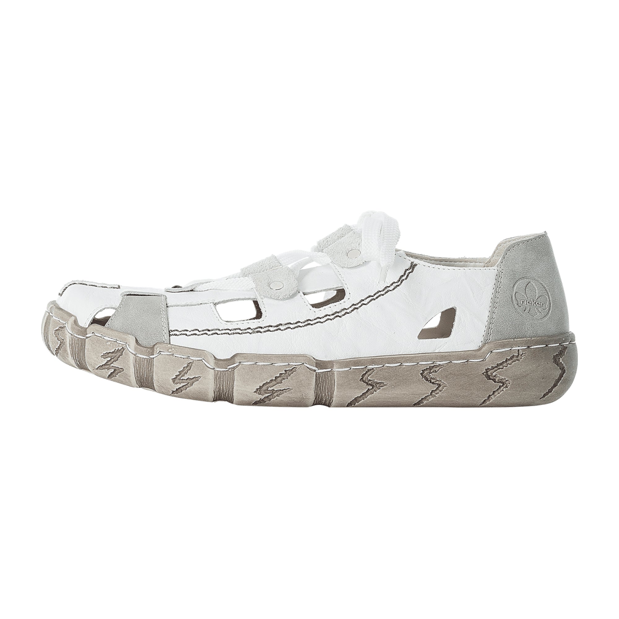 Rieker FSK Women's White Leather Slip-On Flat Shoes