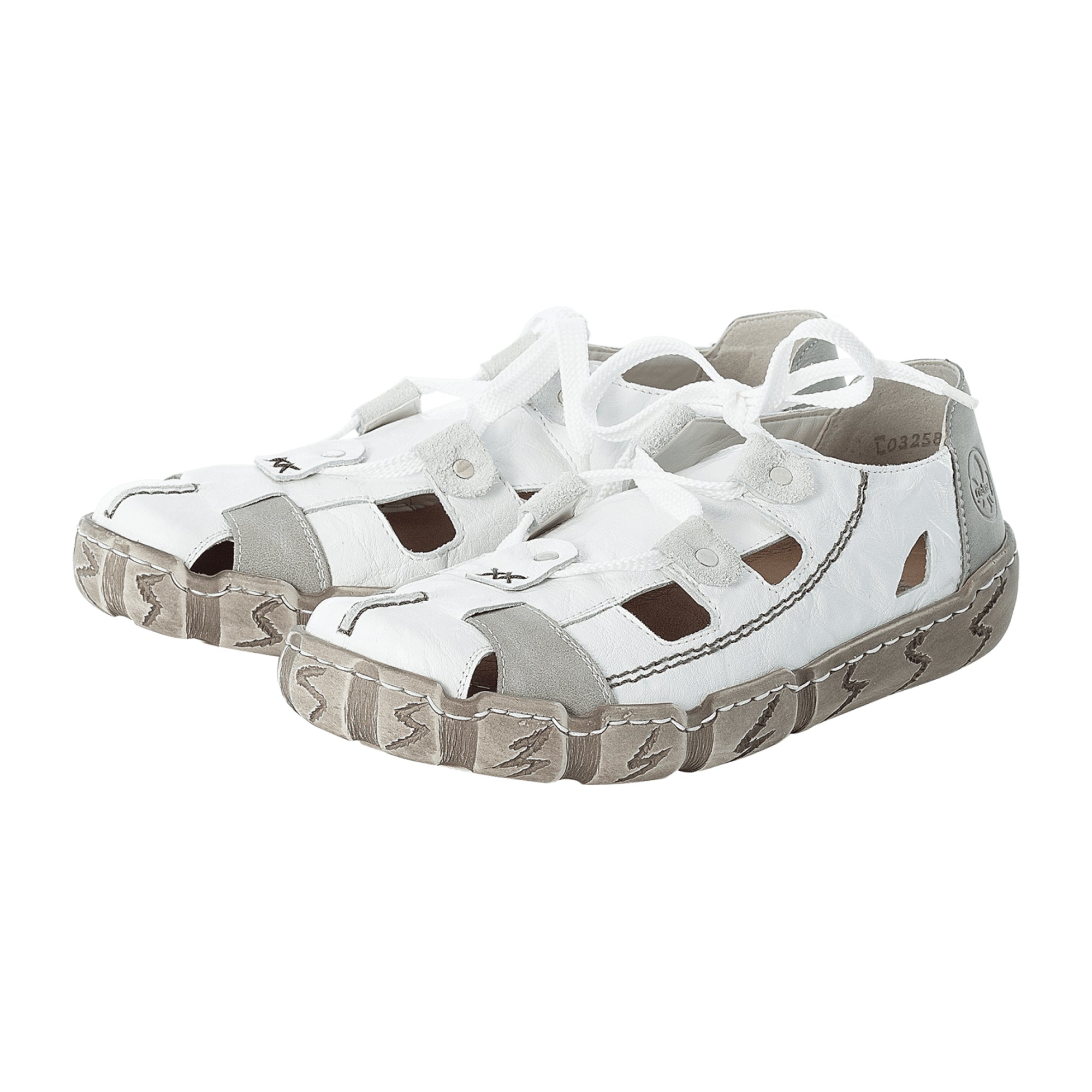 Rieker FSK Women's White Leather Slip-On Flat Shoes