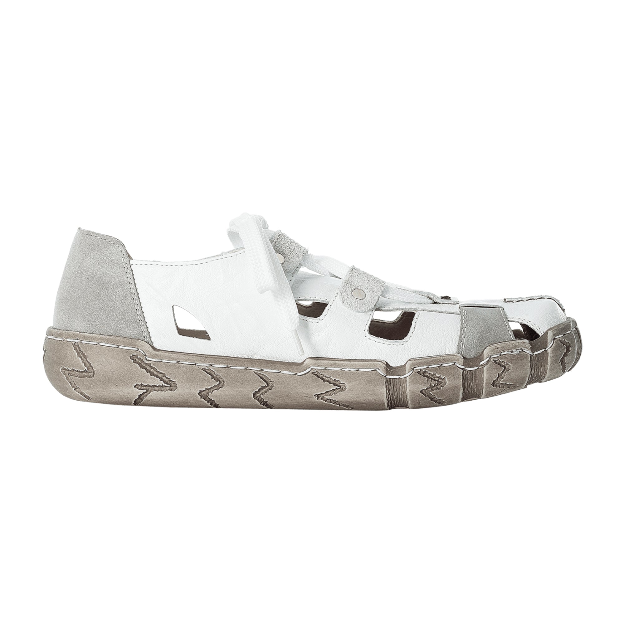 Rieker FSK Women's White Leather Slip-On Flat Shoes