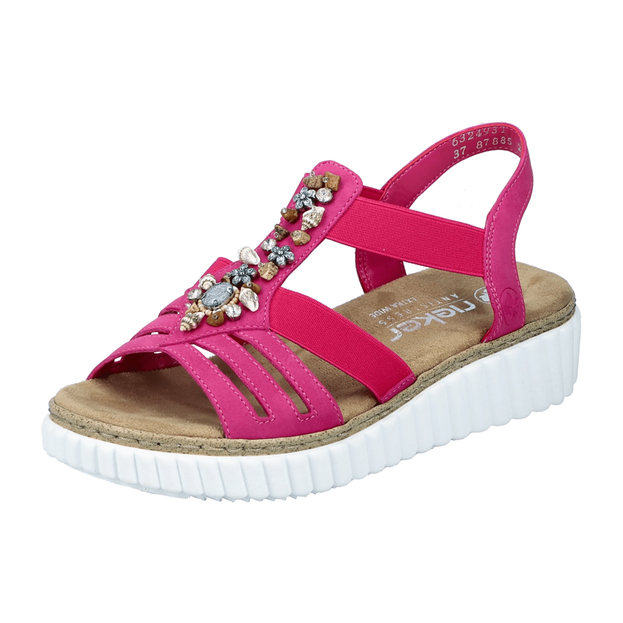 Rieker Morelia Women's Pink Wedge Sandals Slip-On Comfortable Wide Fit