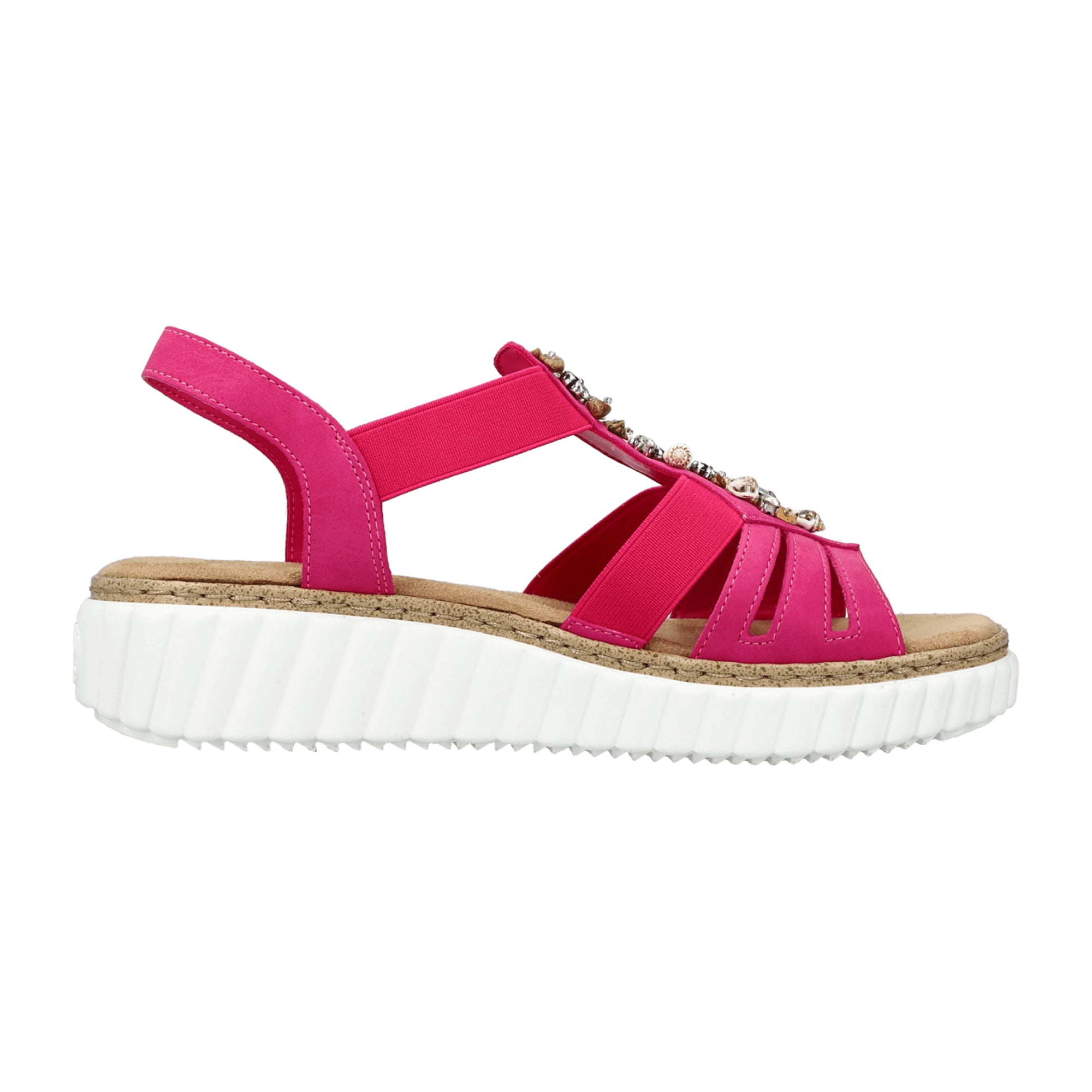 Rieker Morelia Women's Pink Wedge Sandals Slip-On Comfortable Wide Fit