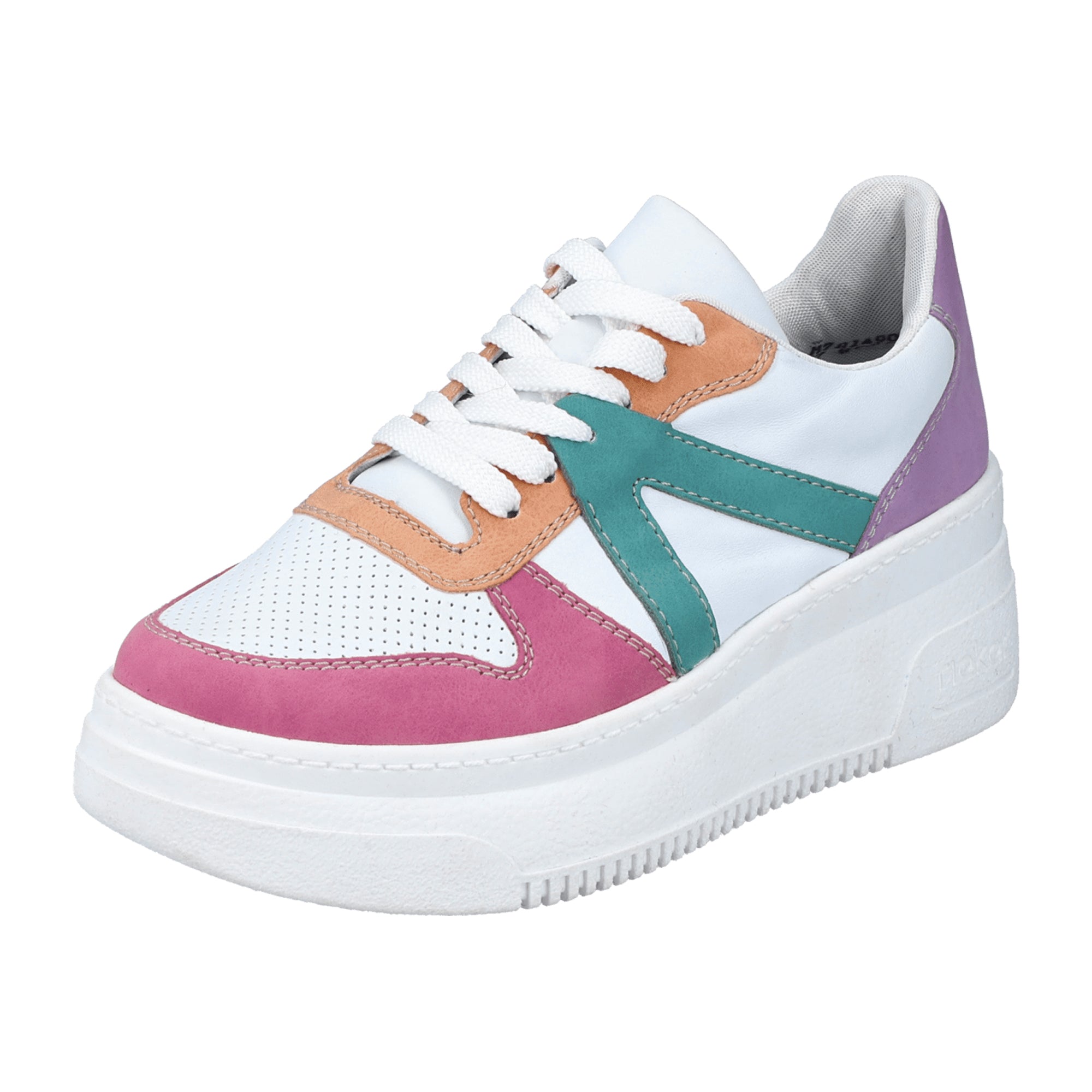 Rieker Women's White Sneakers M7814-90 Faux Leather Textile Lining