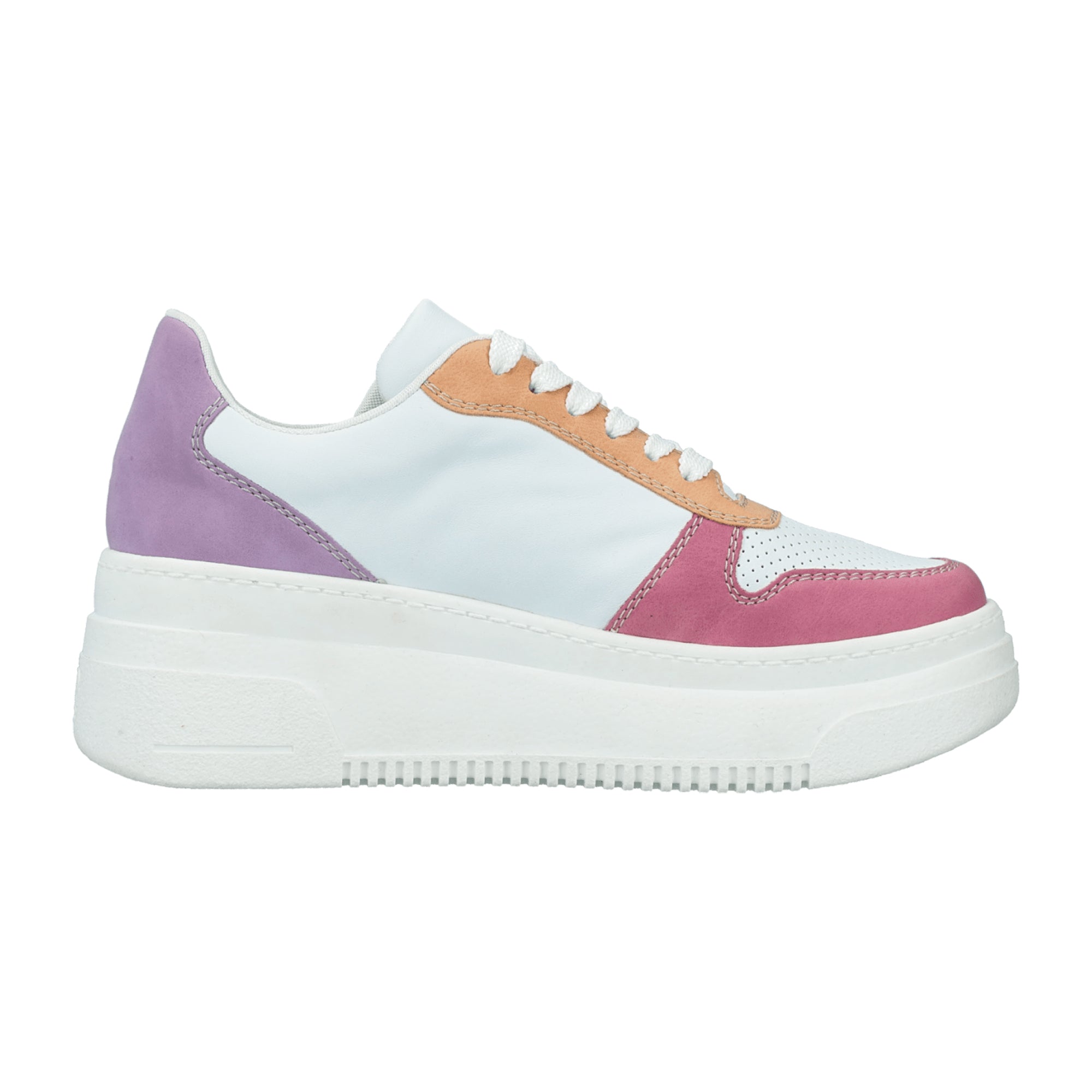 Rieker Women's White Sneakers M7814-90 Faux Leather Textile Lining